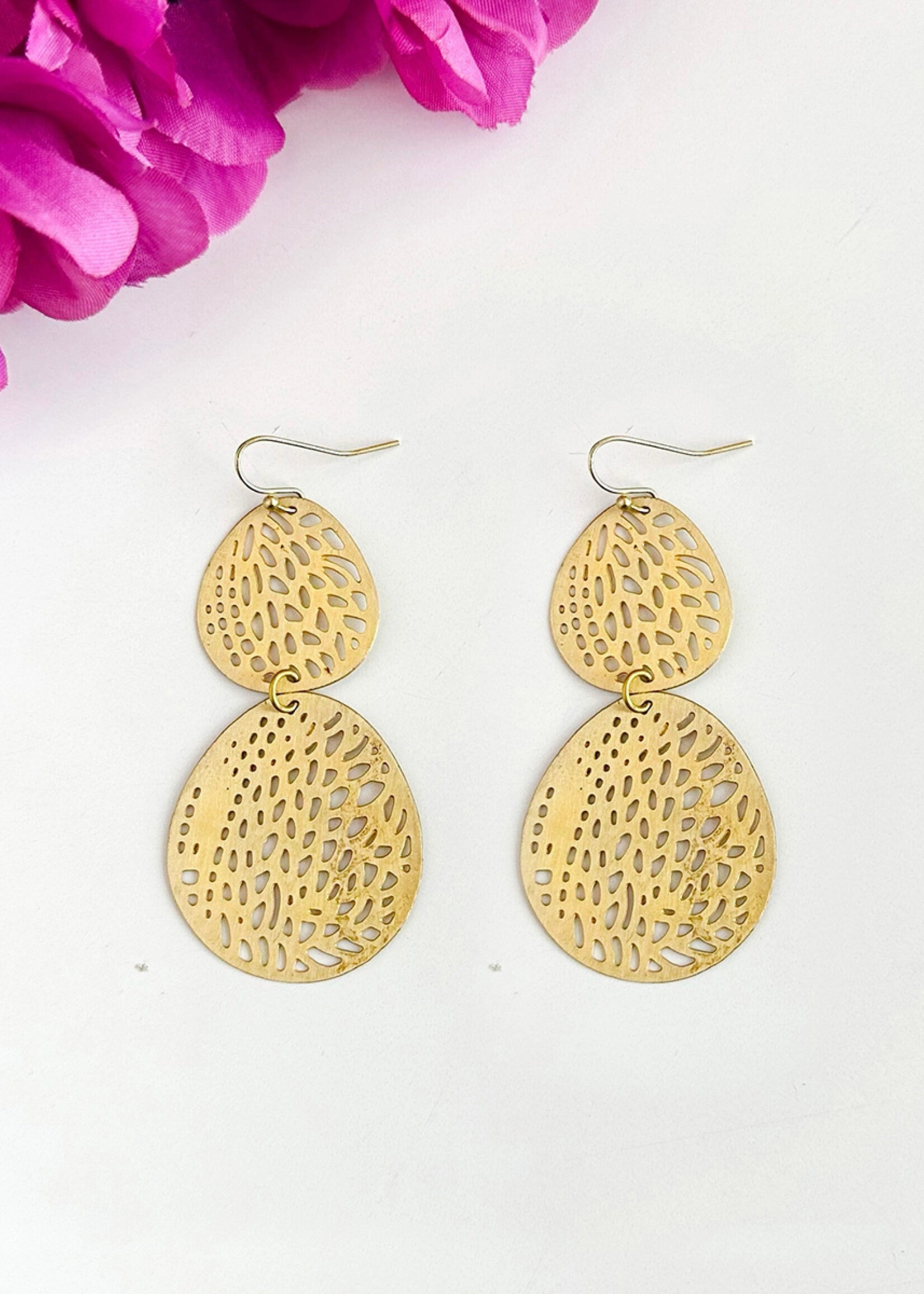 WorldFinds Stenciled Leaf Earrings