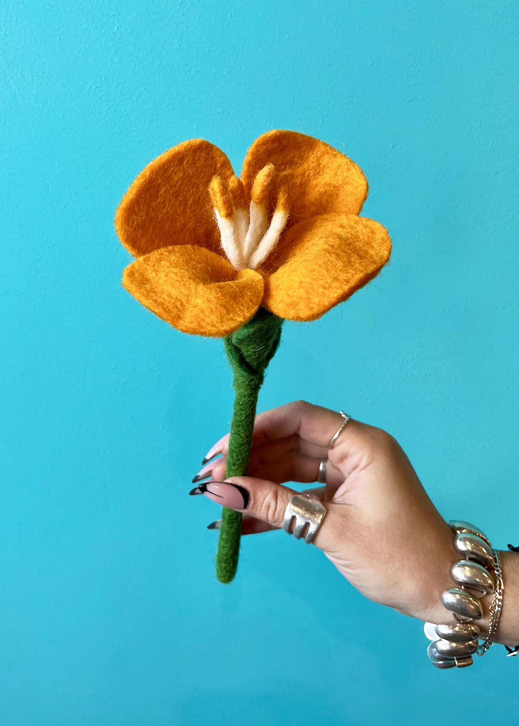 Global Goods Partners Mini Felt California Poppy Flower