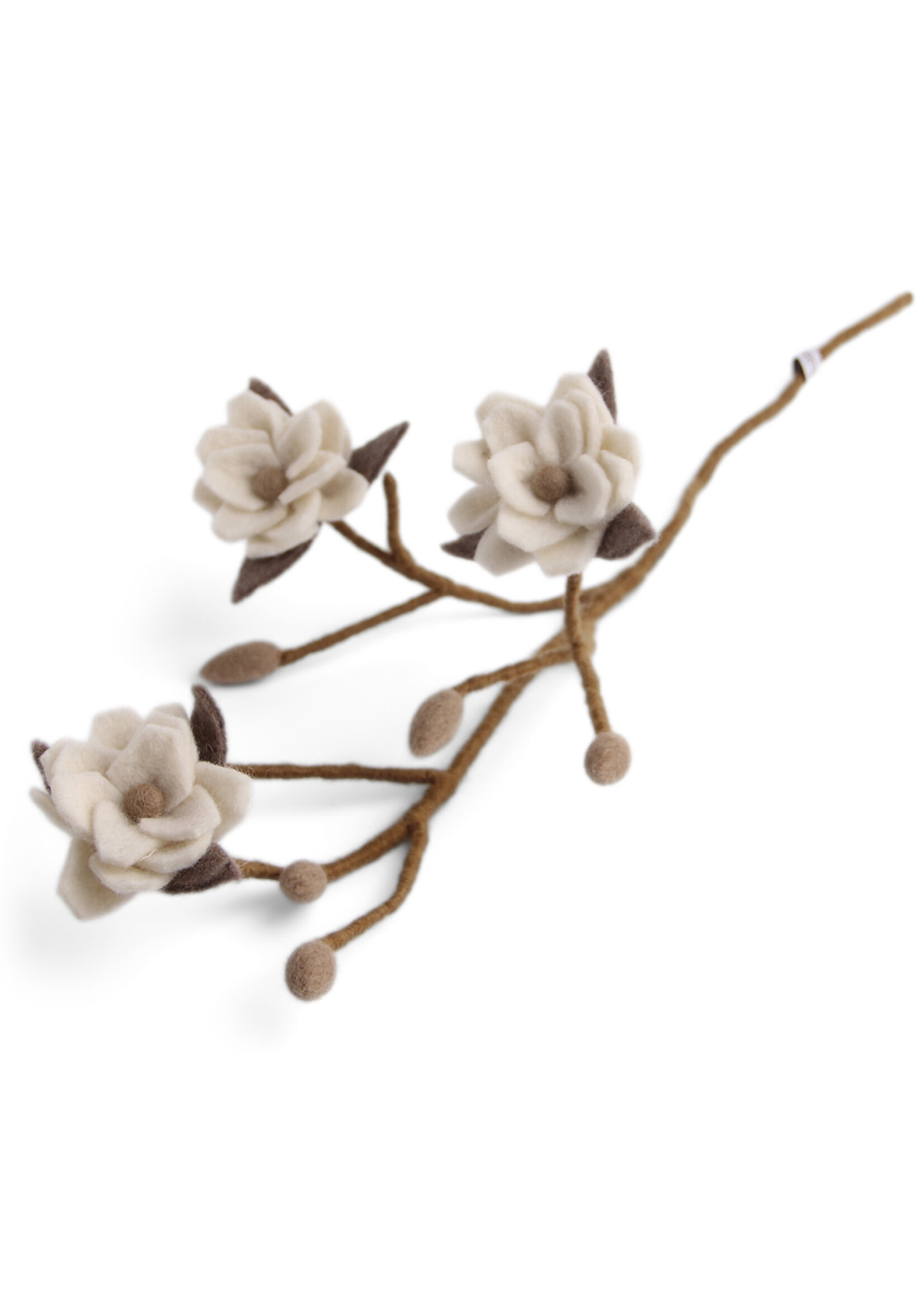 Gry and Sif Felt Branch - White Magnolia Flowers