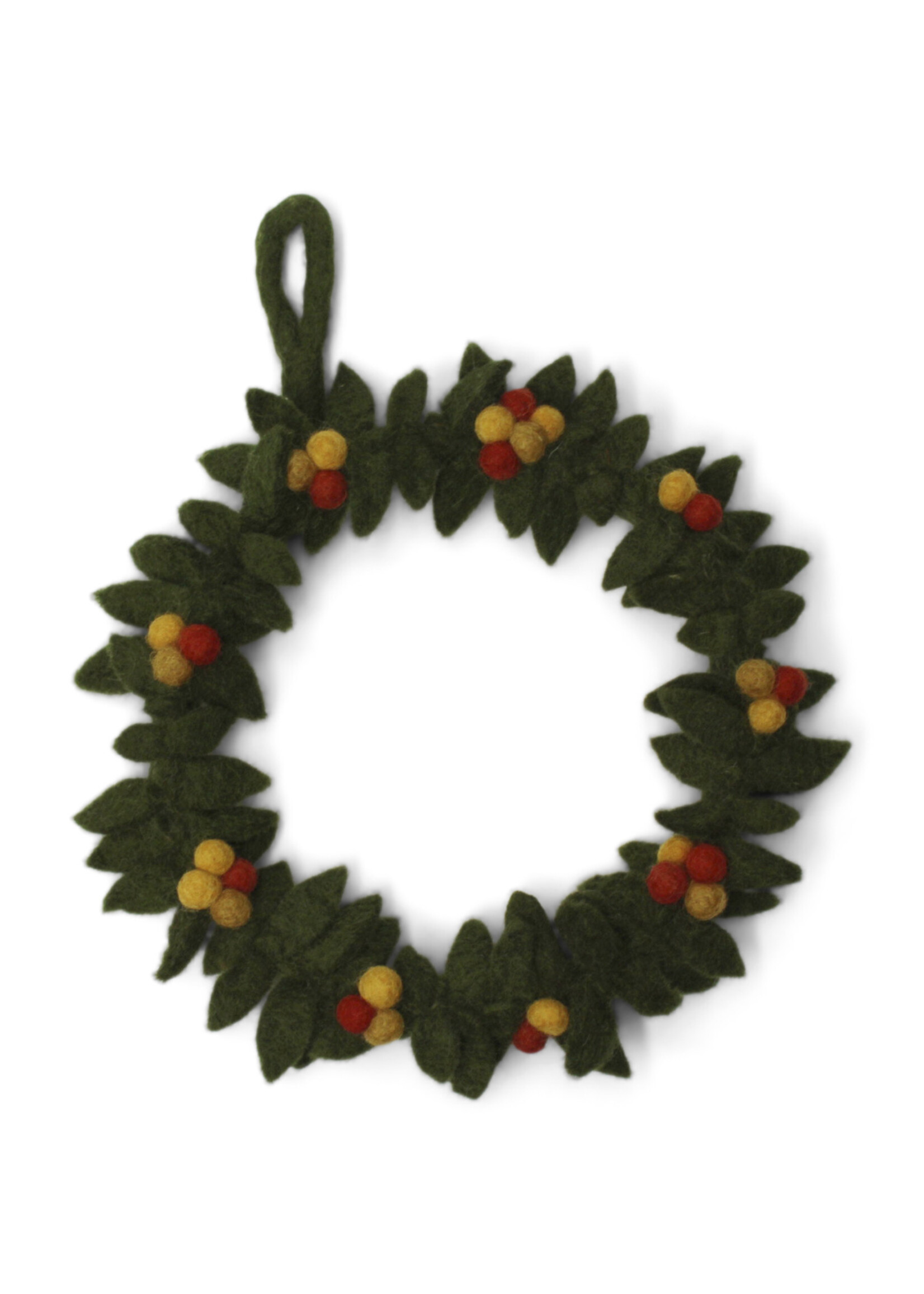 Gry and Sif Small Felt Wreath - Green with Autumn Berries