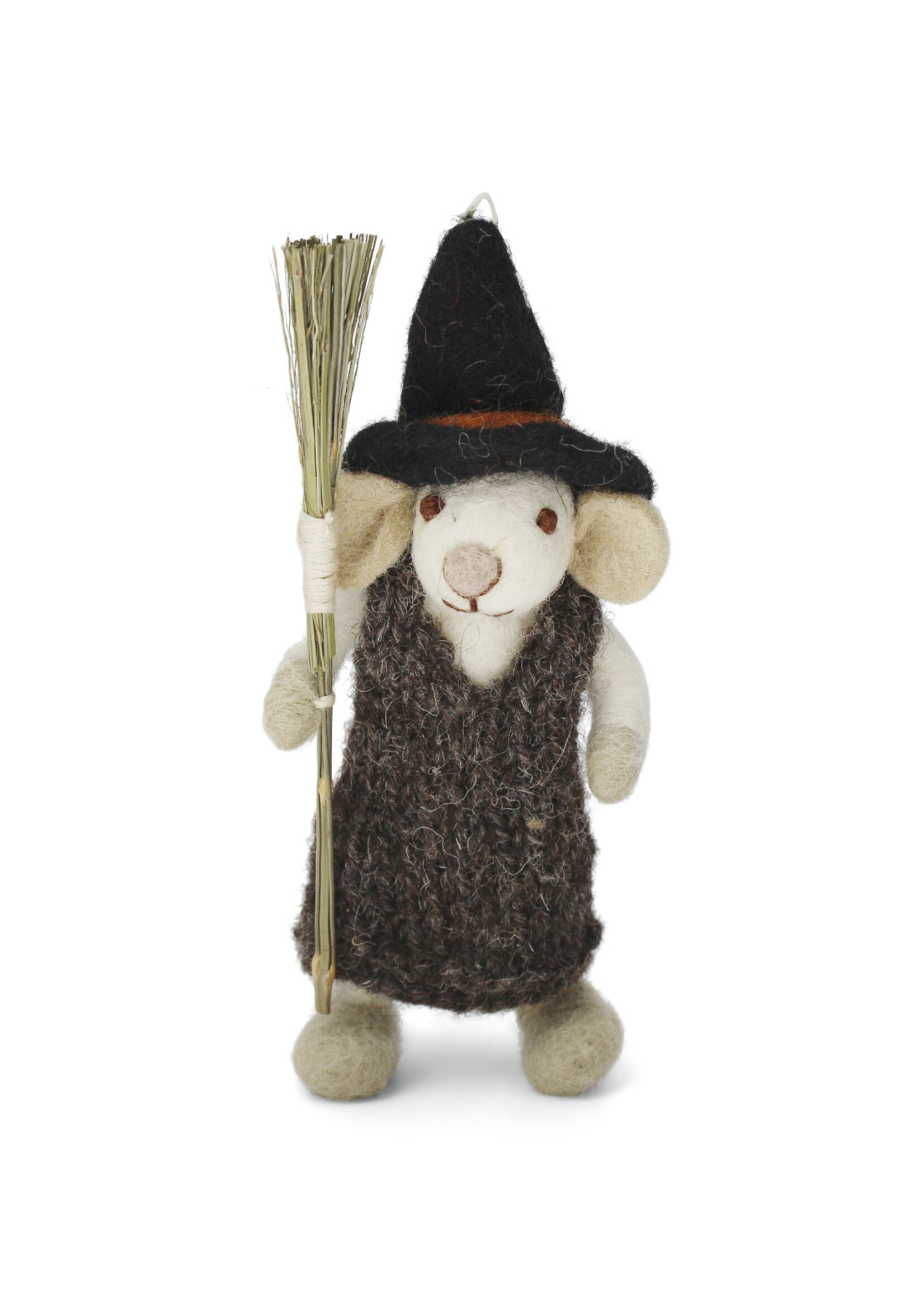 Gry and Sif Felt Mouse Ornament - Broom
