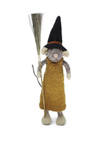 Gry and Sif Large Felt Mouse - Grey with Broom