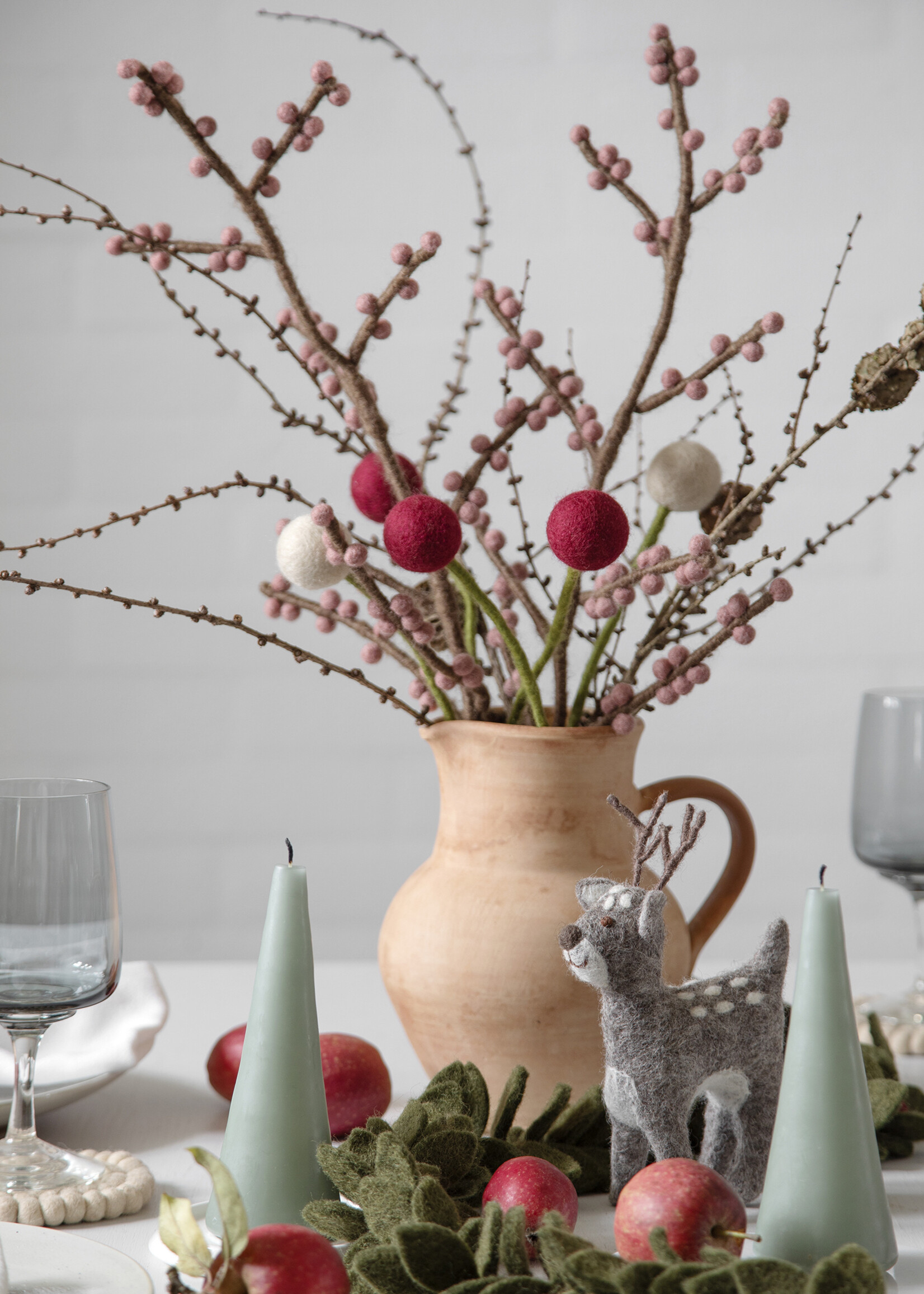 Gry and Sif Felt Branch - Rouge Berries