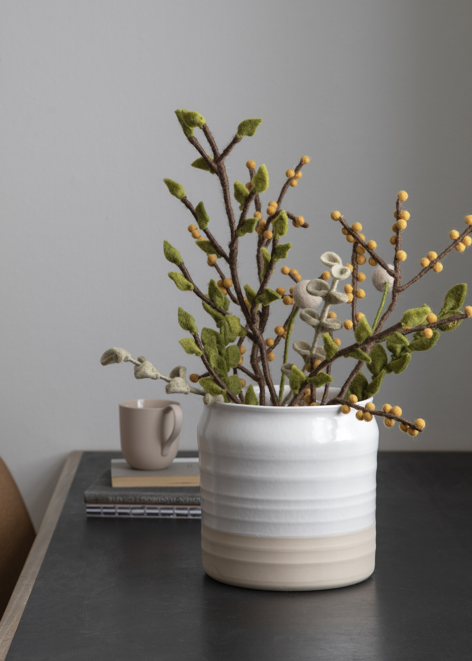 Gry and Sif Felt Branch - Green Leaves