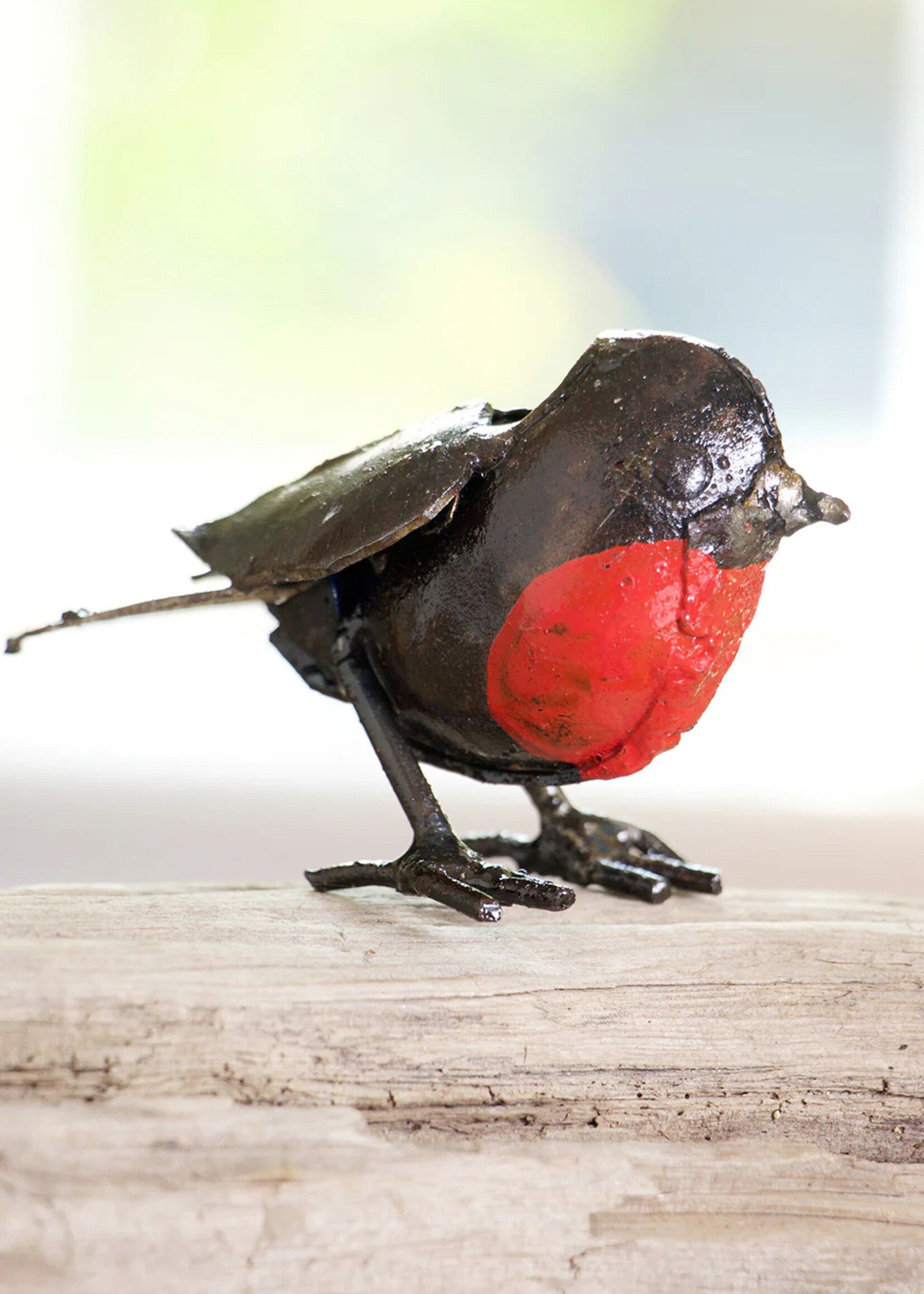 African Modern Tiny Robin Metal Sculpture