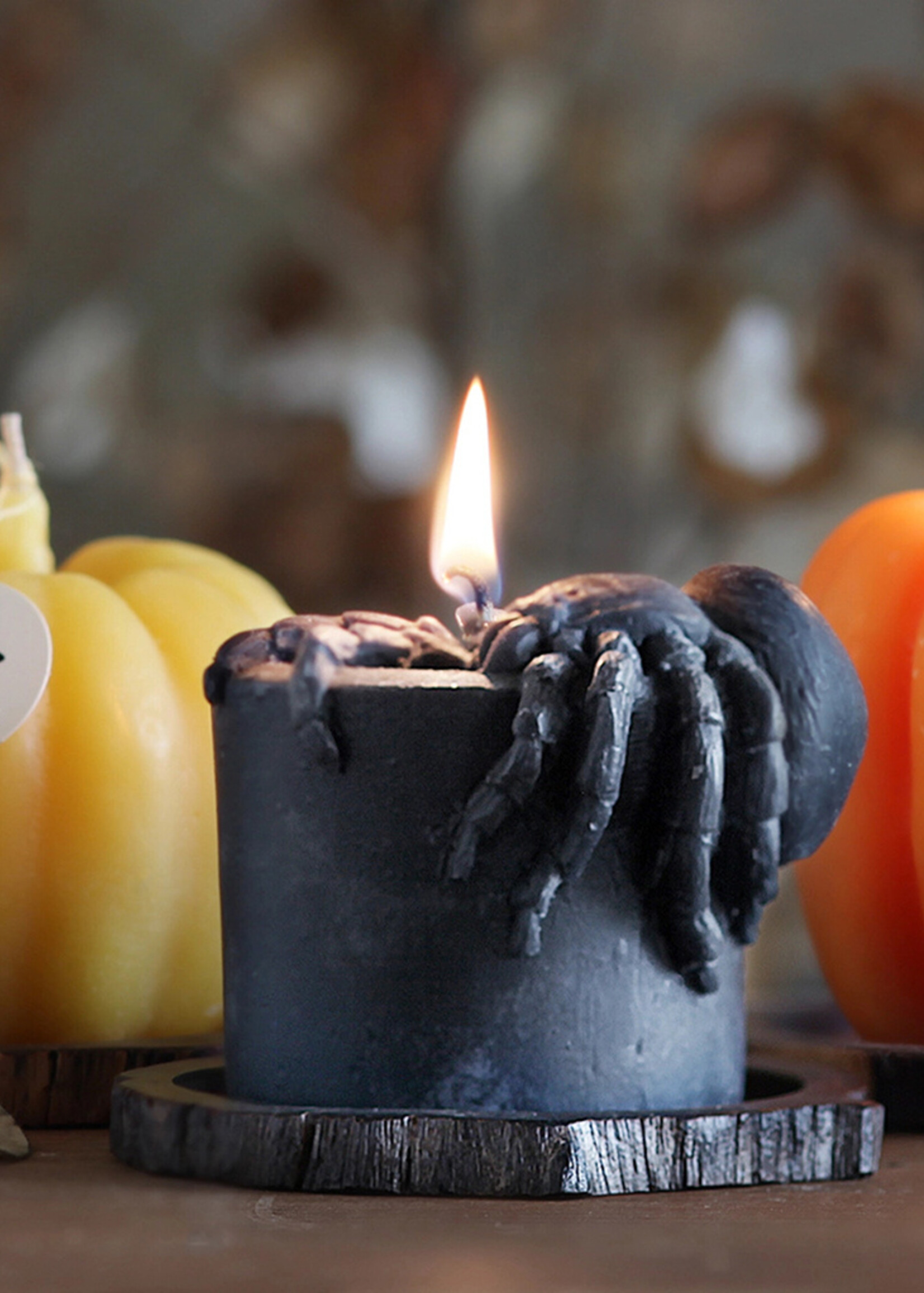 Black Spider Beeswax Candle