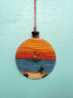 Pampeana Sunset Surfer Glass Ornament