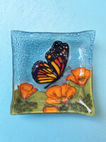Pampeana Monarch Butterfly and Poppy Square Dish