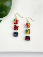 WorldFinds Kantha Fluid Square Trio Earrings