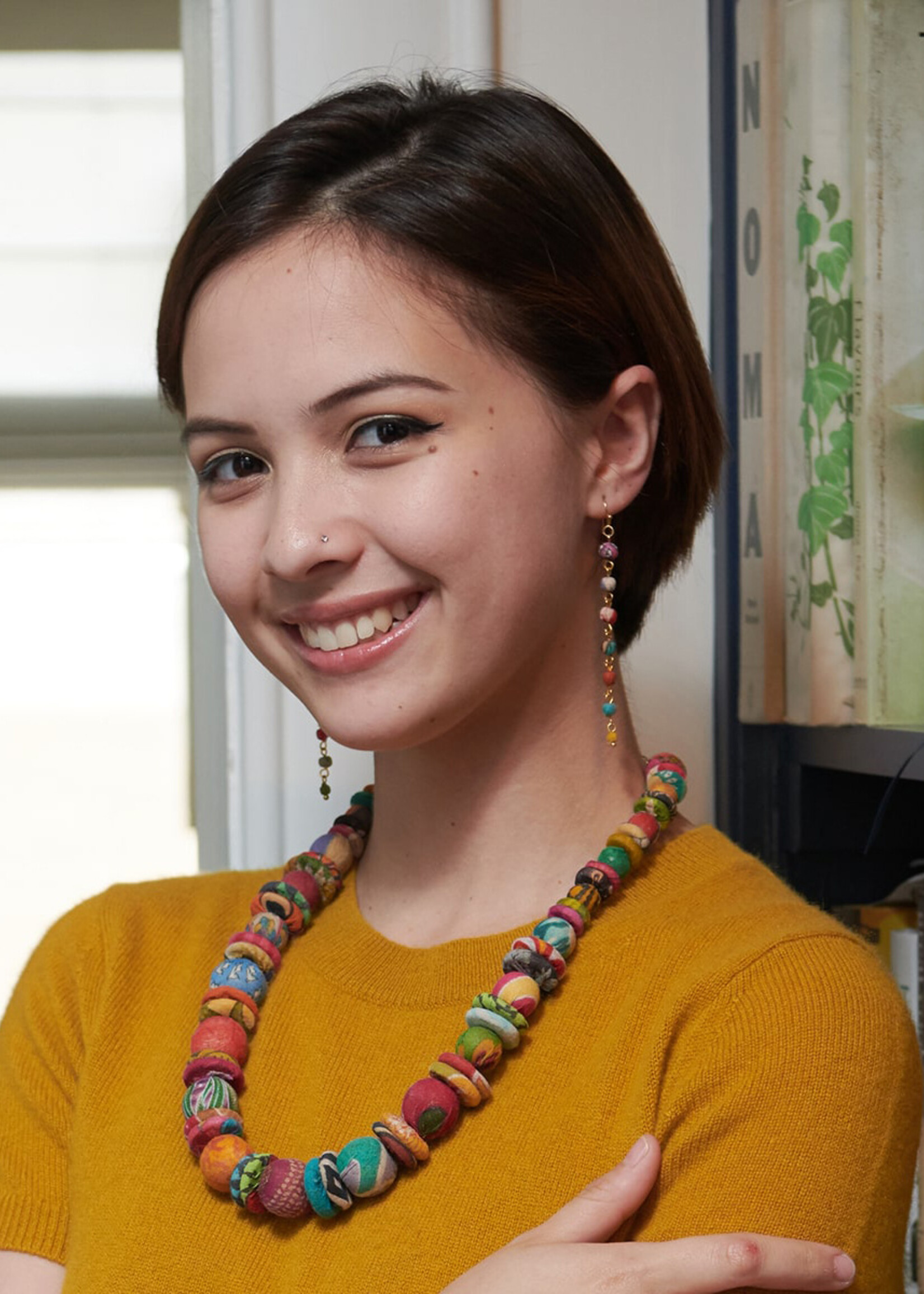WorldFinds Kantha Milieu Linear Earrings