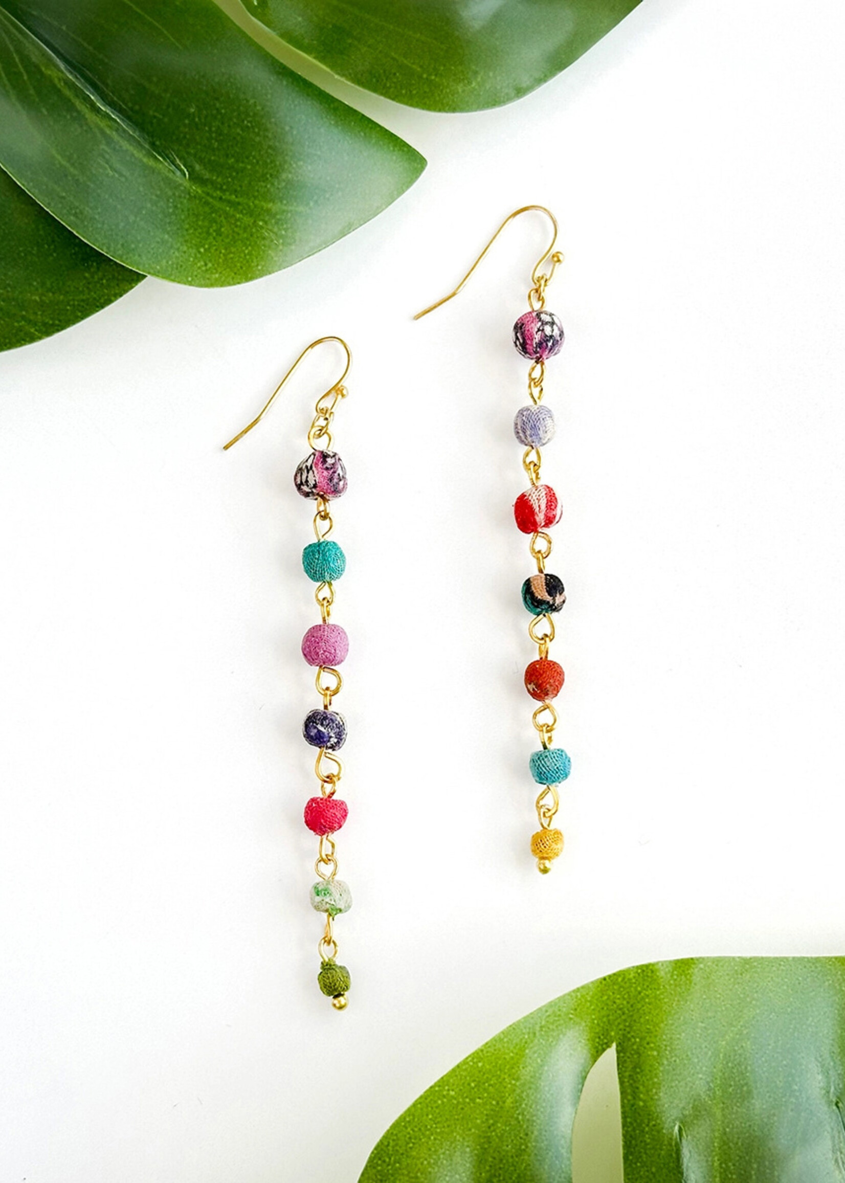 WorldFinds Kantha Milieu Linear Earrings