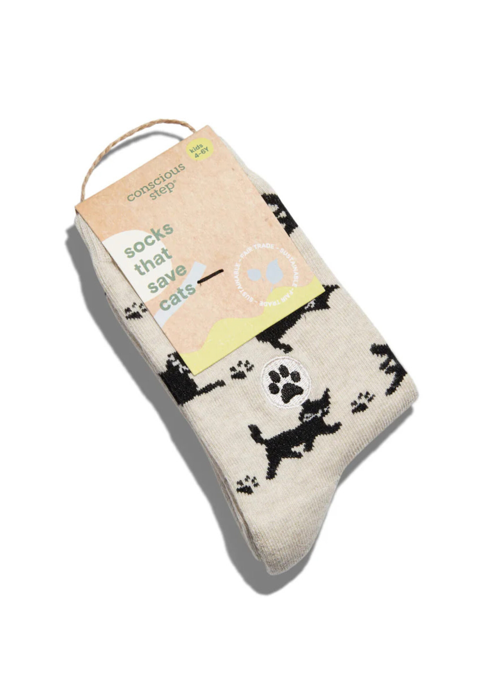 Conscious Step Kids Black Cat Socks that Save Cats - Preschool