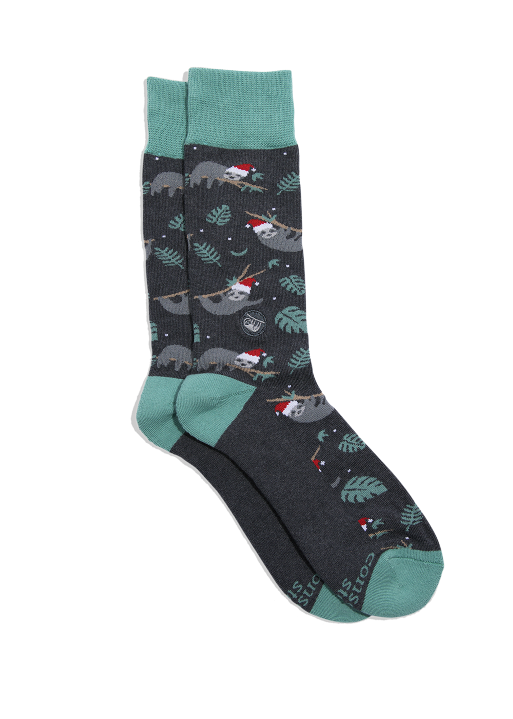 Conscious Step Men's Santa Cap Sloth Socks