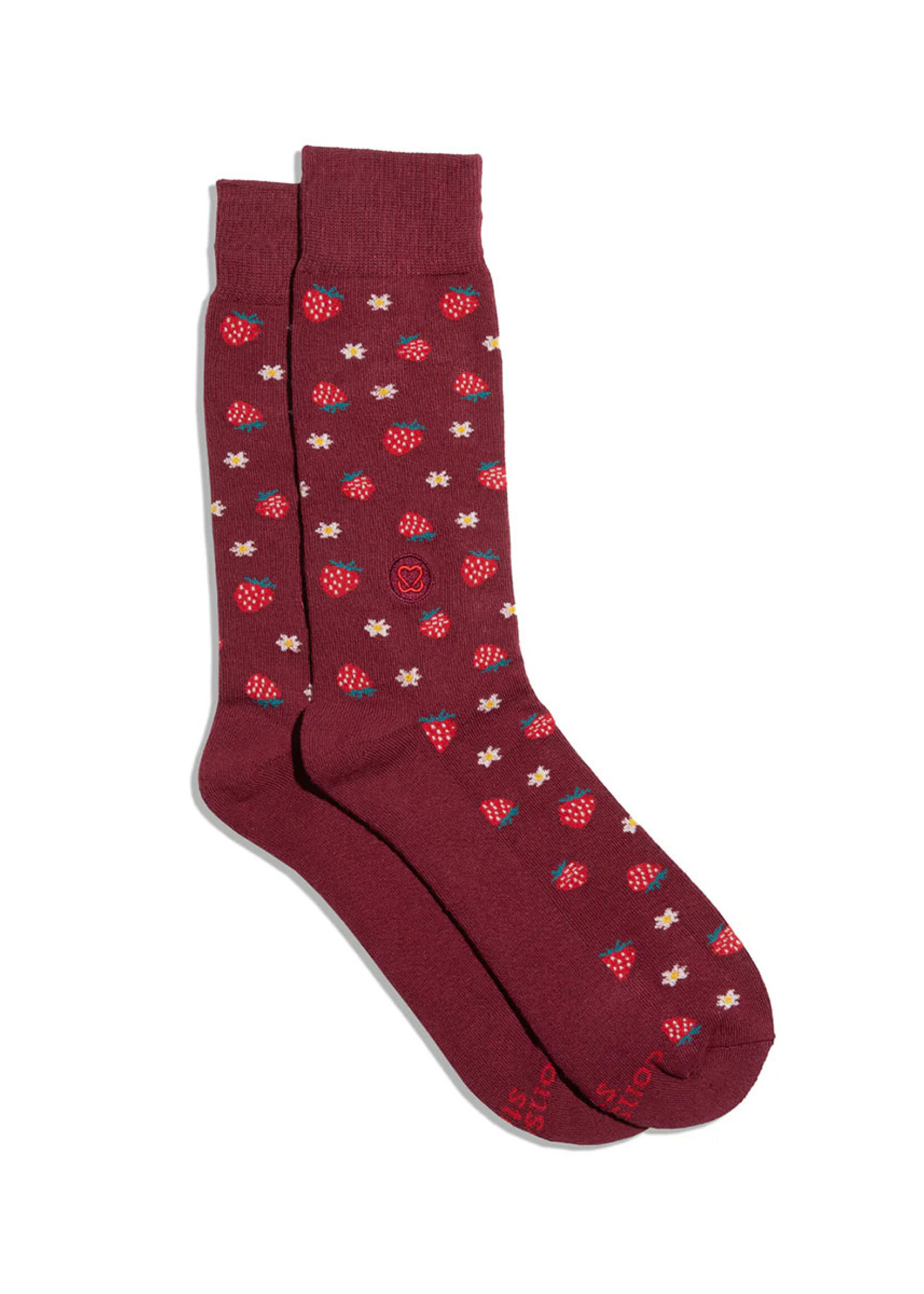 Conscious Step Women's Strawberry Socks - Support Self-Checks