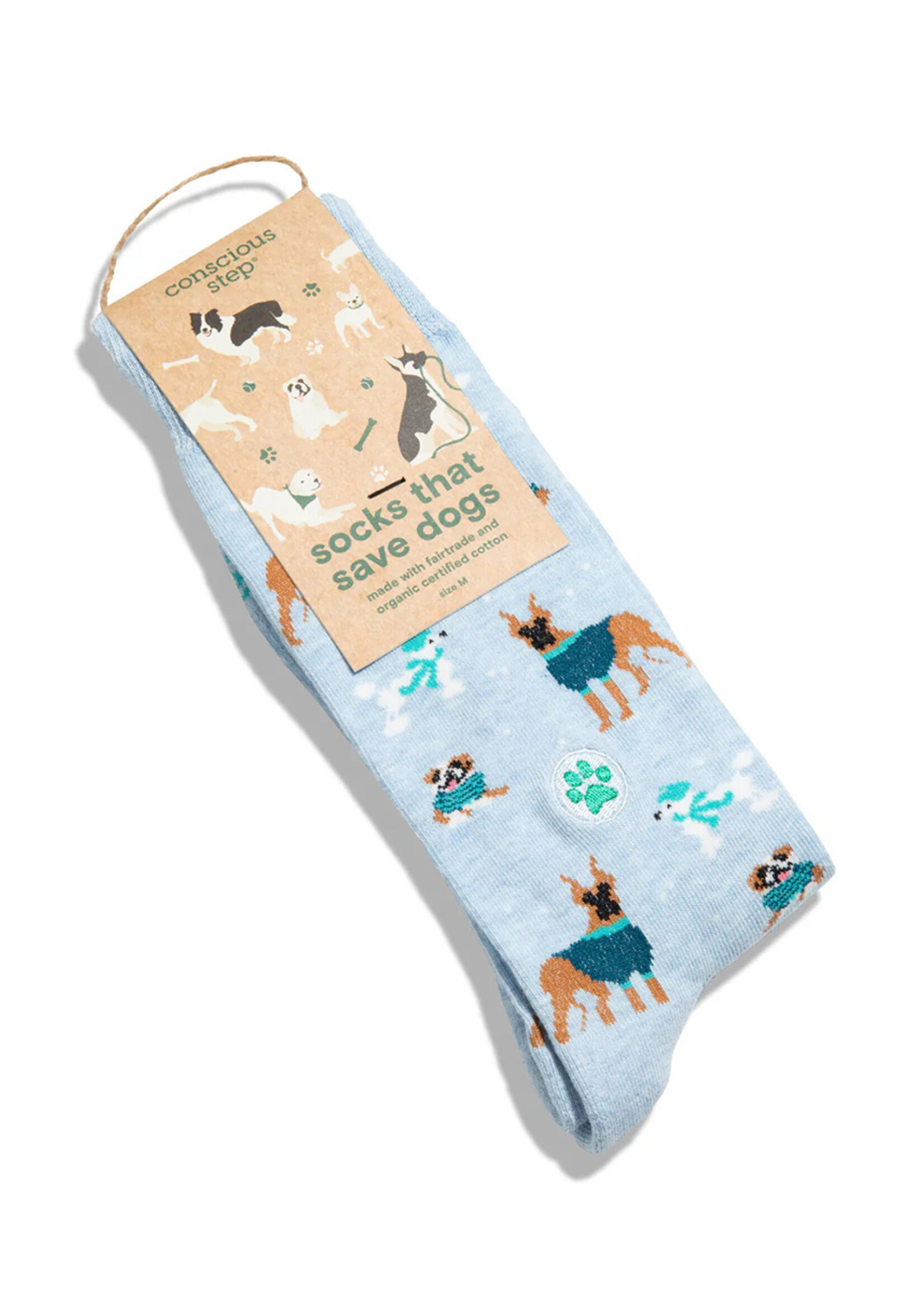 Conscious Step Women's Winter Dog Socks - Light Blue
