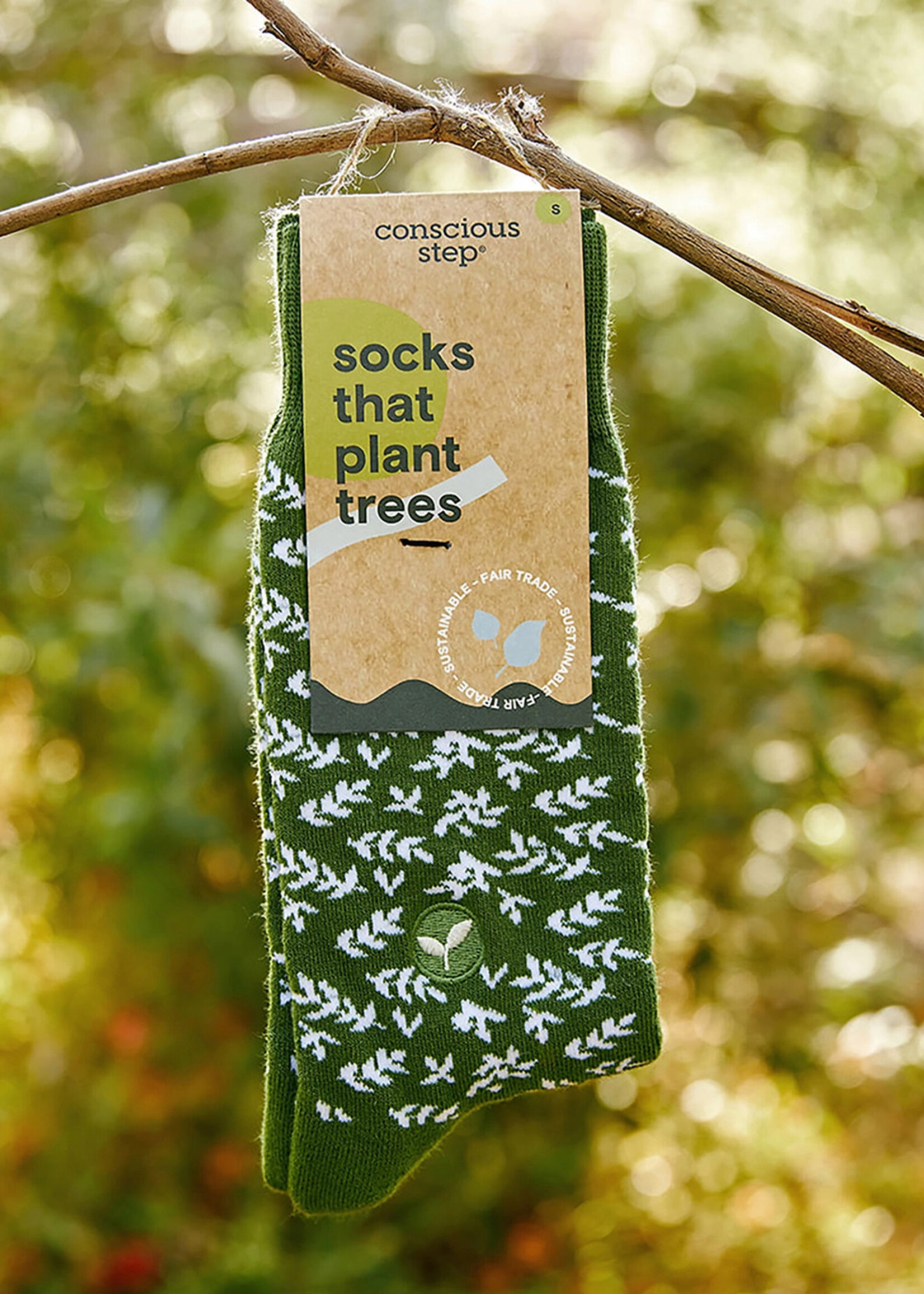 Conscious Step Men's Leafy Socks that Plant Trees - Green