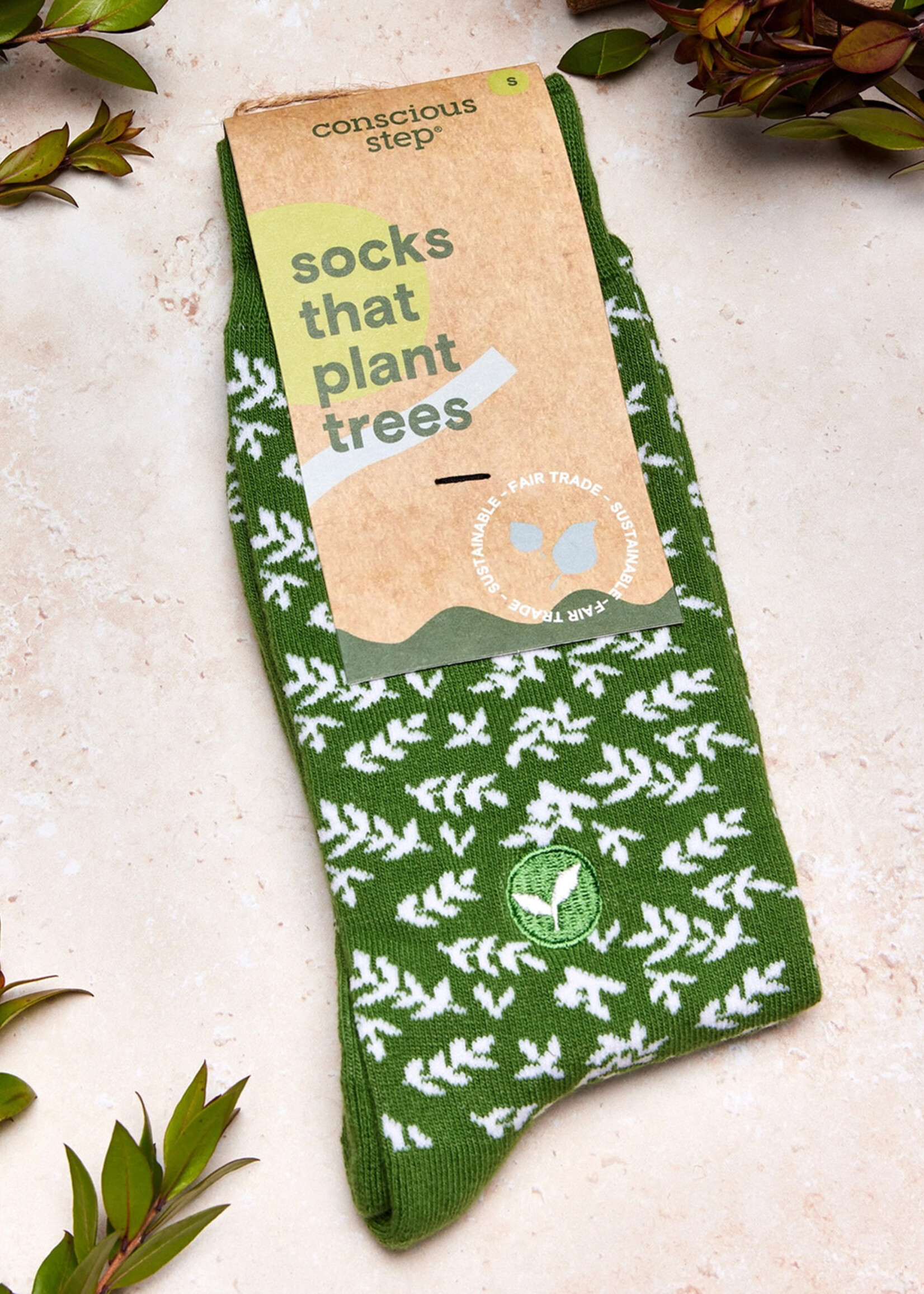 Conscious Step Men's Leafy Socks that Plant Trees - Green