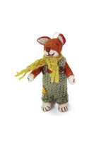 Gry and Sif Felt Fox Ornament - Green Pants and Scarf
