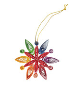 Ten Thousand Villages Quilled Rainbow Snowflake Ornament