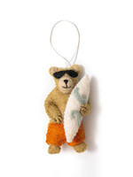 Global Goods Partners Felt Surfer Bear Ornament