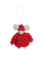 Global Goods Partners Felt Puffer Coat Mouse Ornament - Red