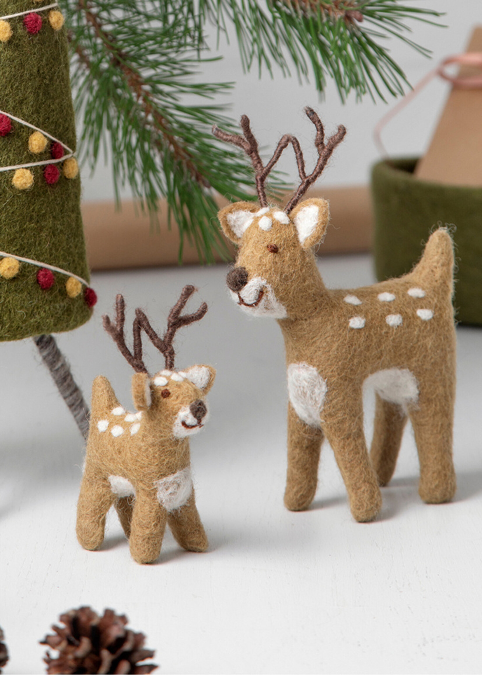 Gry and Sif Felt Cute Little Brown Deer Ornament
