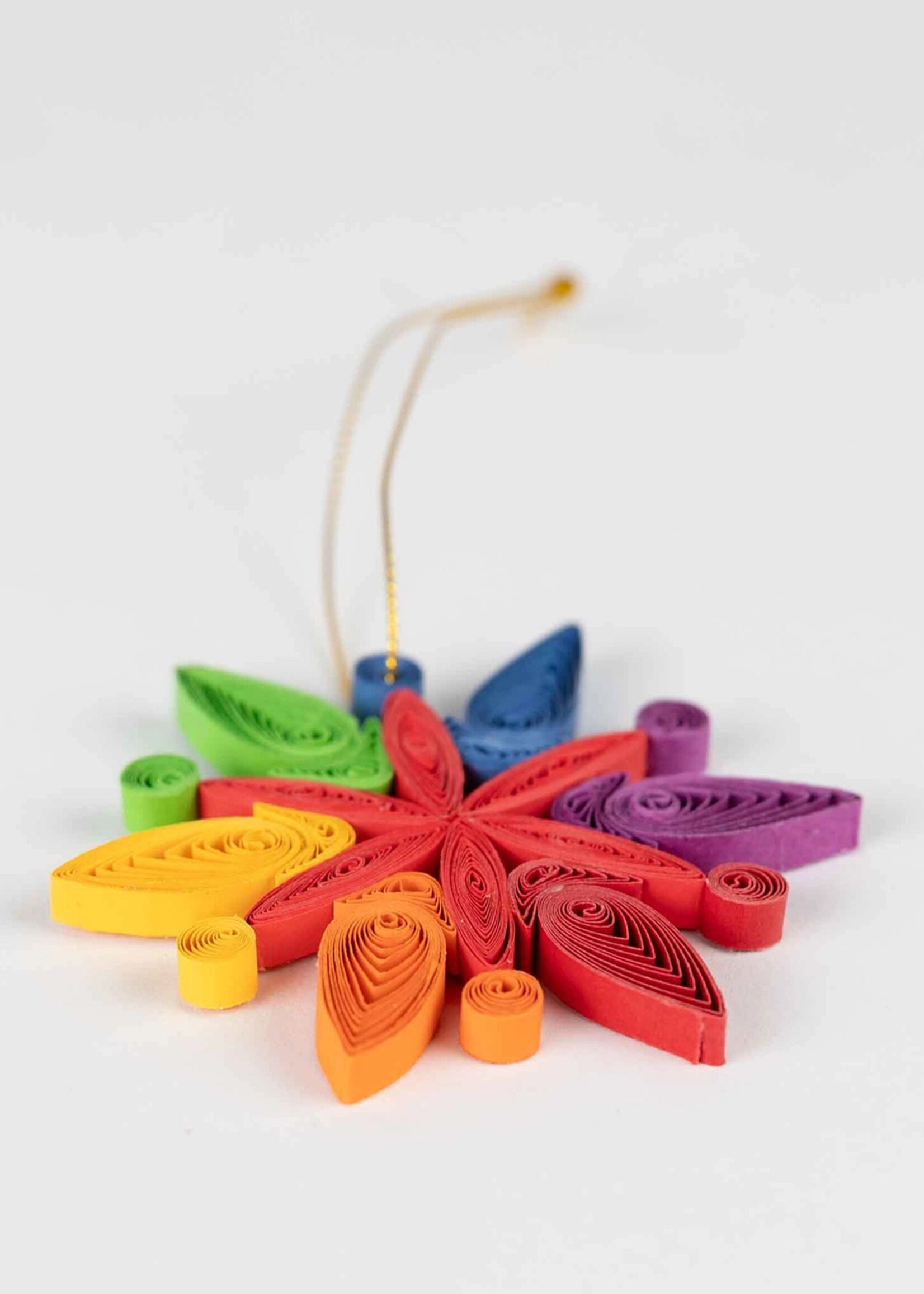 Ten Thousand Villages Quilled Rainbow Snowflake Ornament