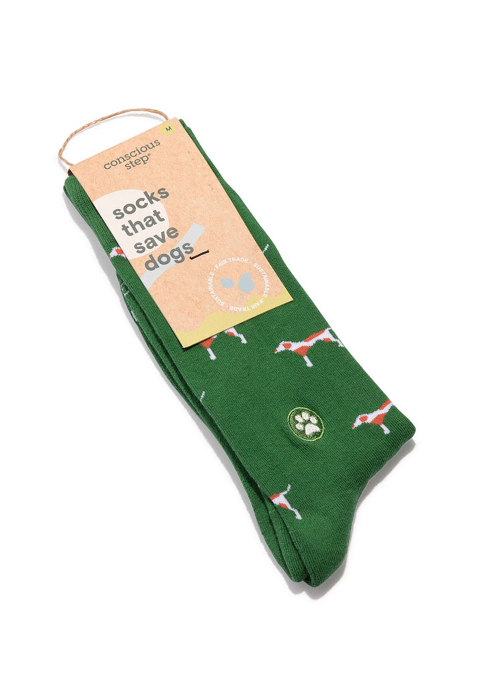 Conscious Step Women's Spotted Dog Socks - Green
