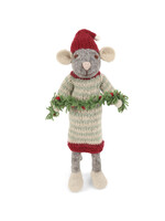 Gry and Sif Large Felt Grey Mouse with Garland