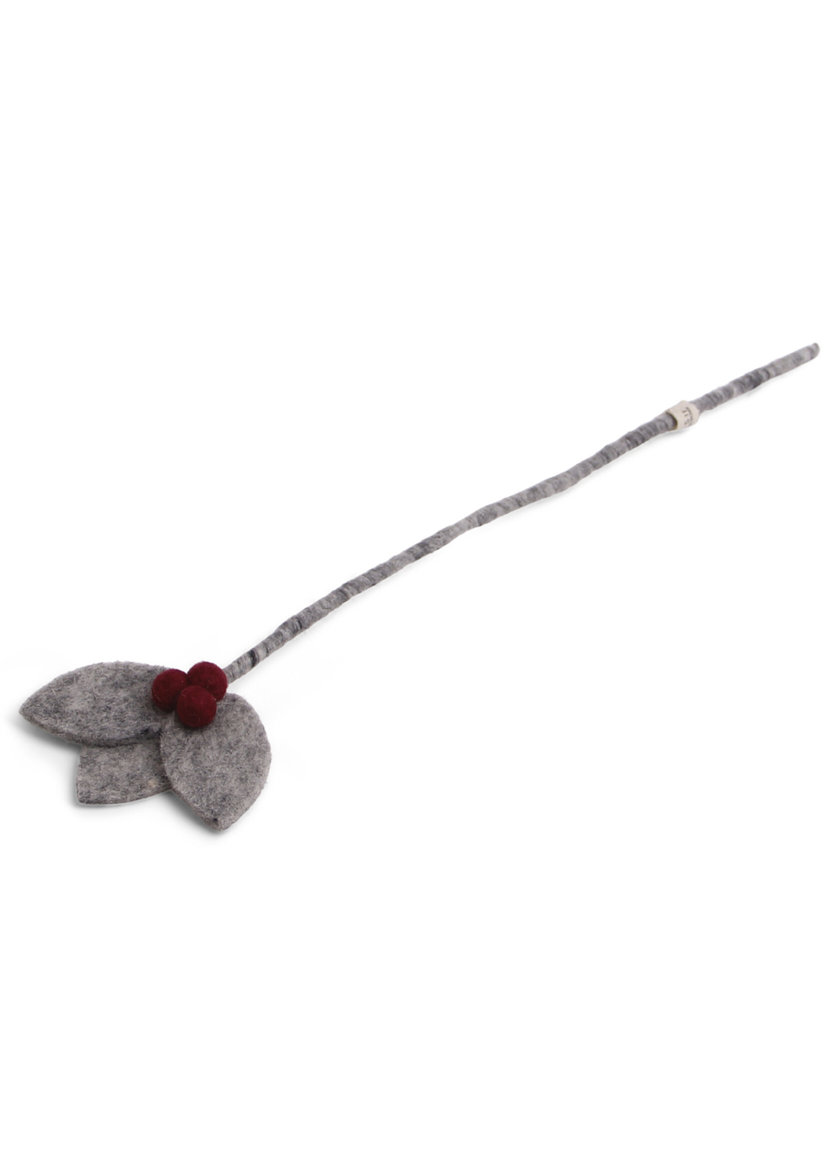 Gry and Sif FINAL SALE - Felt Branch - Grey Leaf with Red Berries