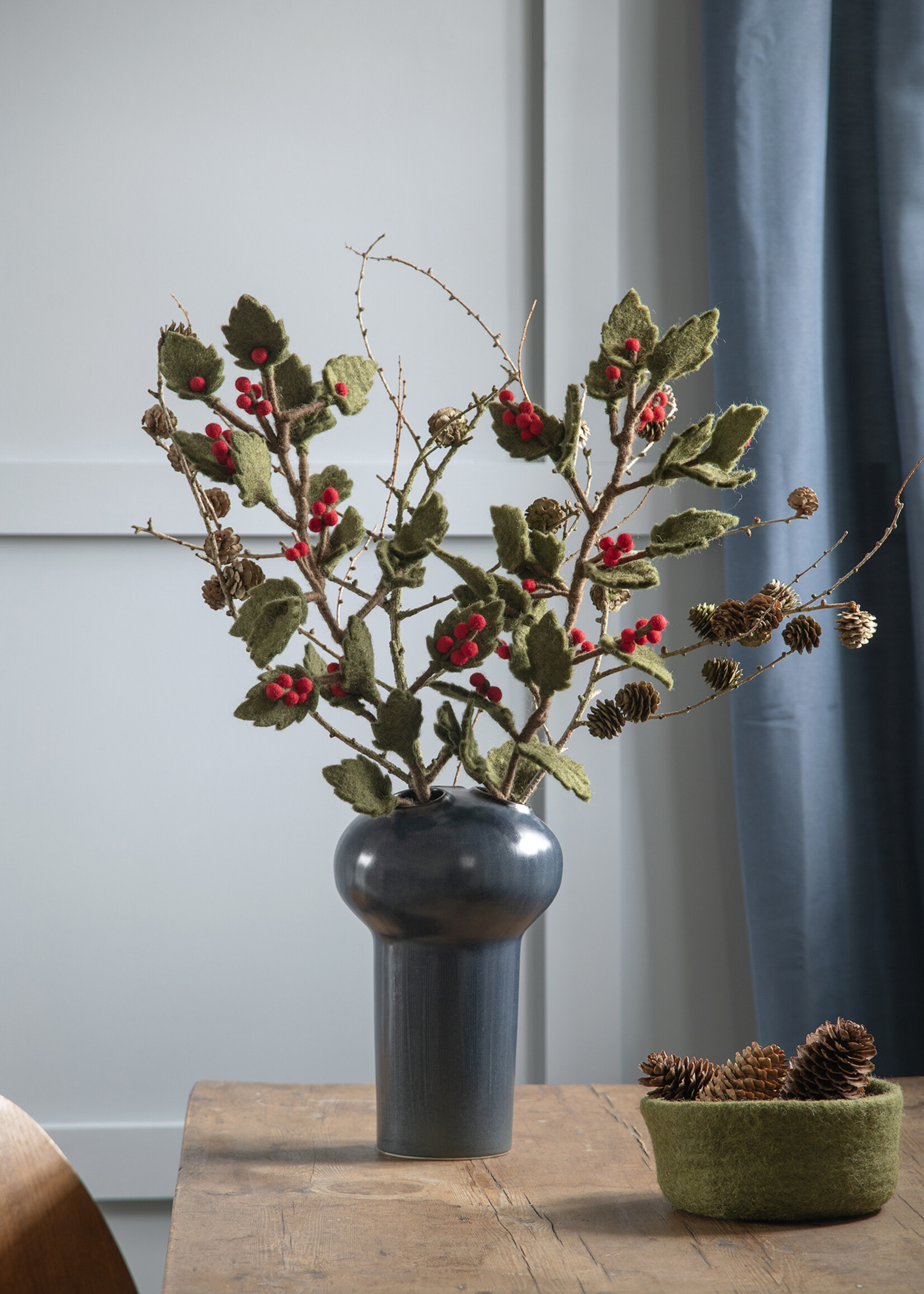 Gry and Sif Felt Holly Branch