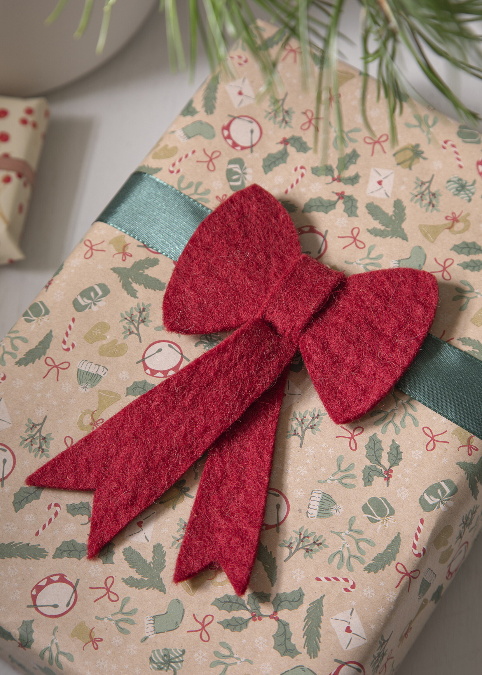Gry and Sif FINAL SALE - Big Red Bow Felt Ornament