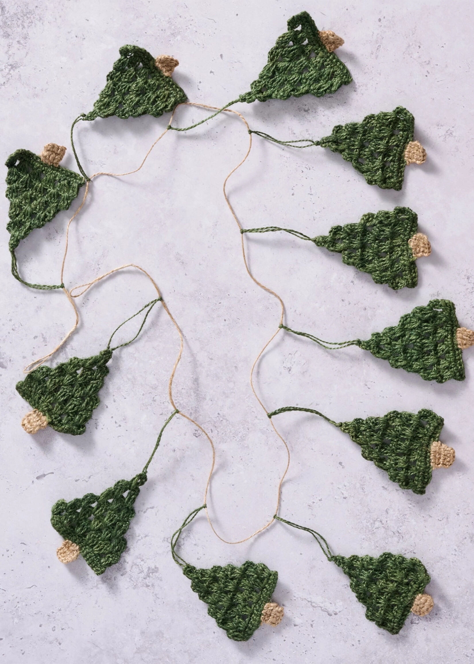 Ten Thousand Villages Crochet Christmas Tree Garland - 53" Long