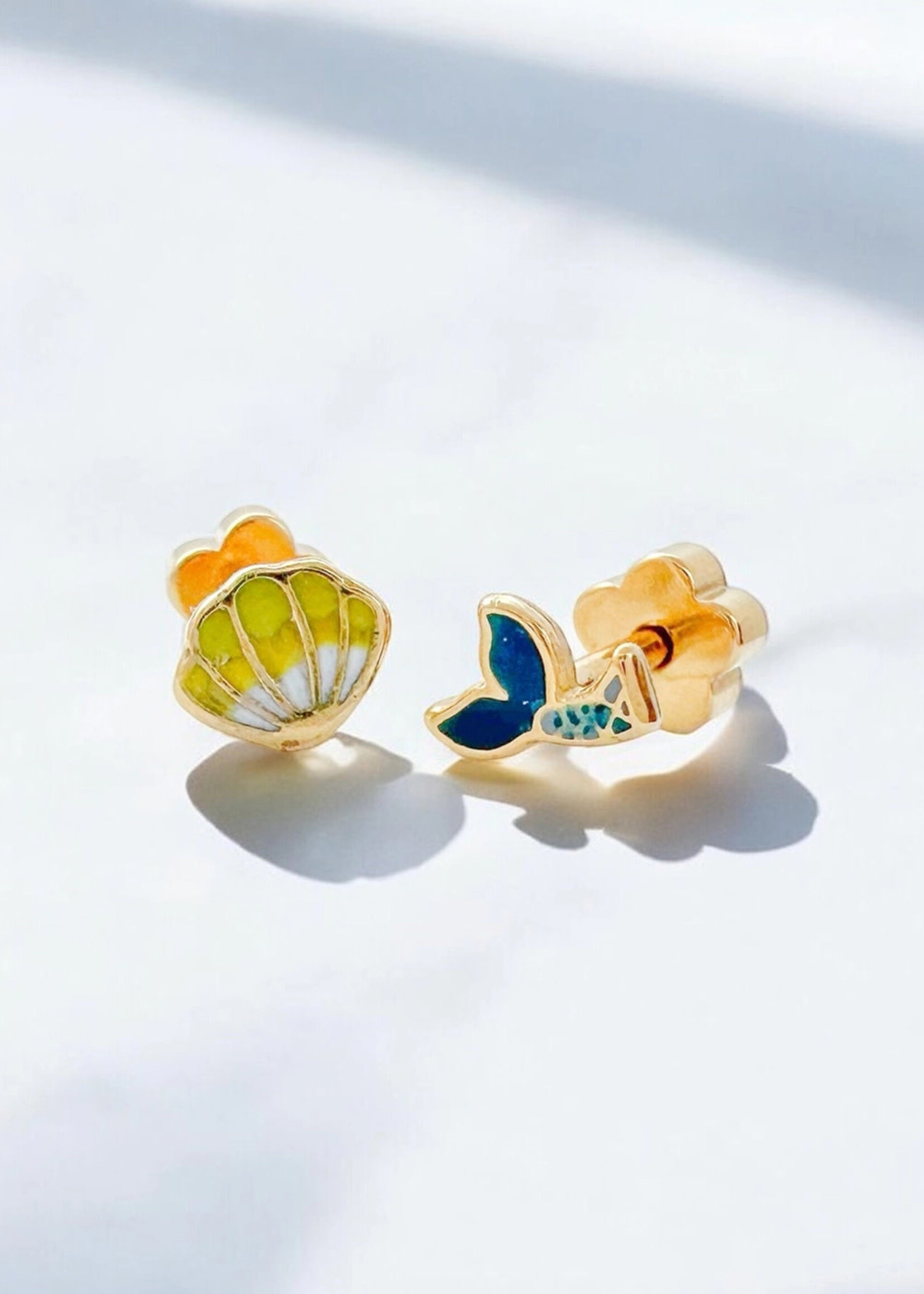 Ethic Goods Mermaid Tail & Shell Tiny Stud Earrings