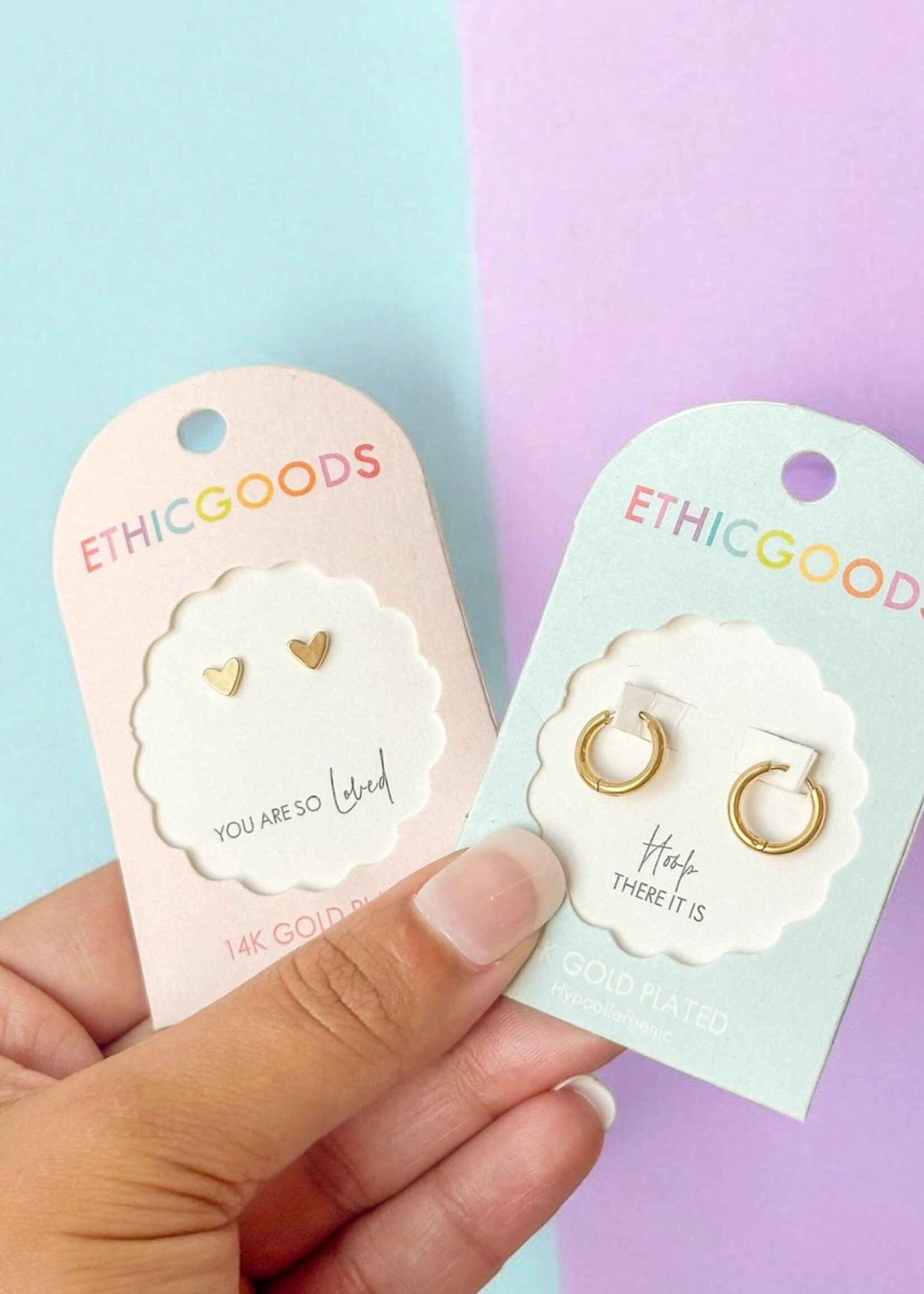 Ethic Goods Tiny Gold Heart Stud Earrings