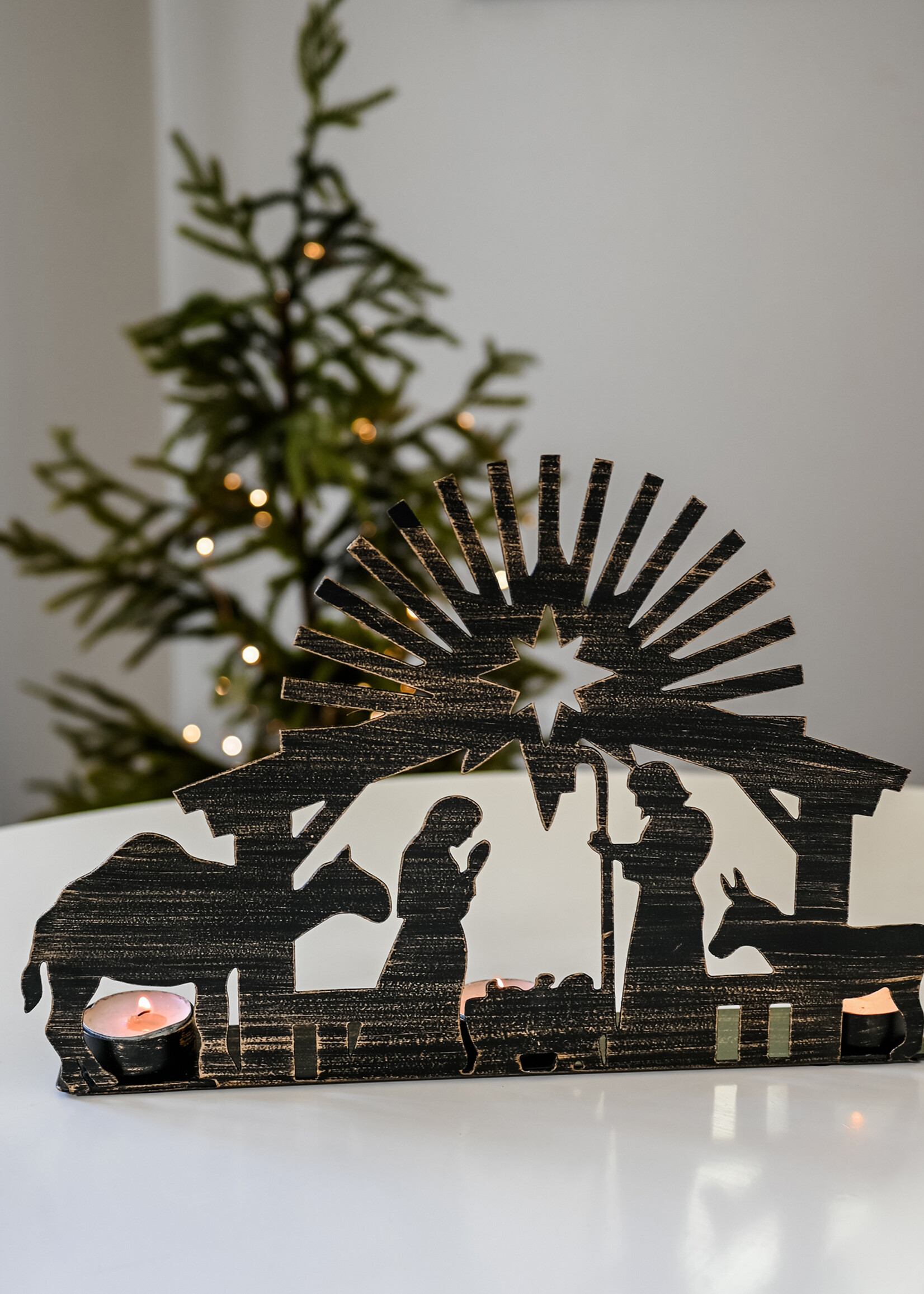 Ten Thousand Villages Iron Candleholder Nativity