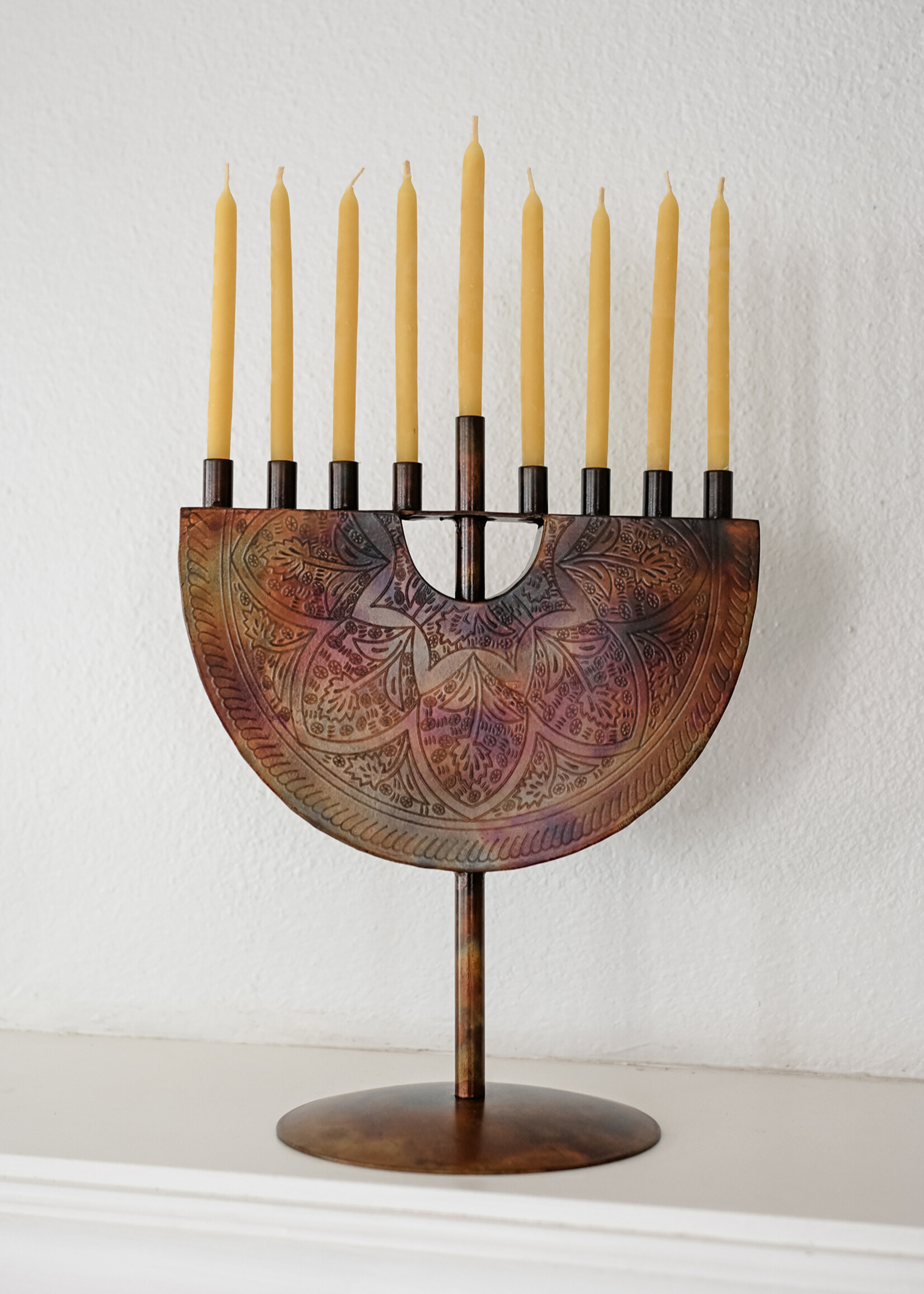 Ten Thousand Villages Engraved Iron Menorah