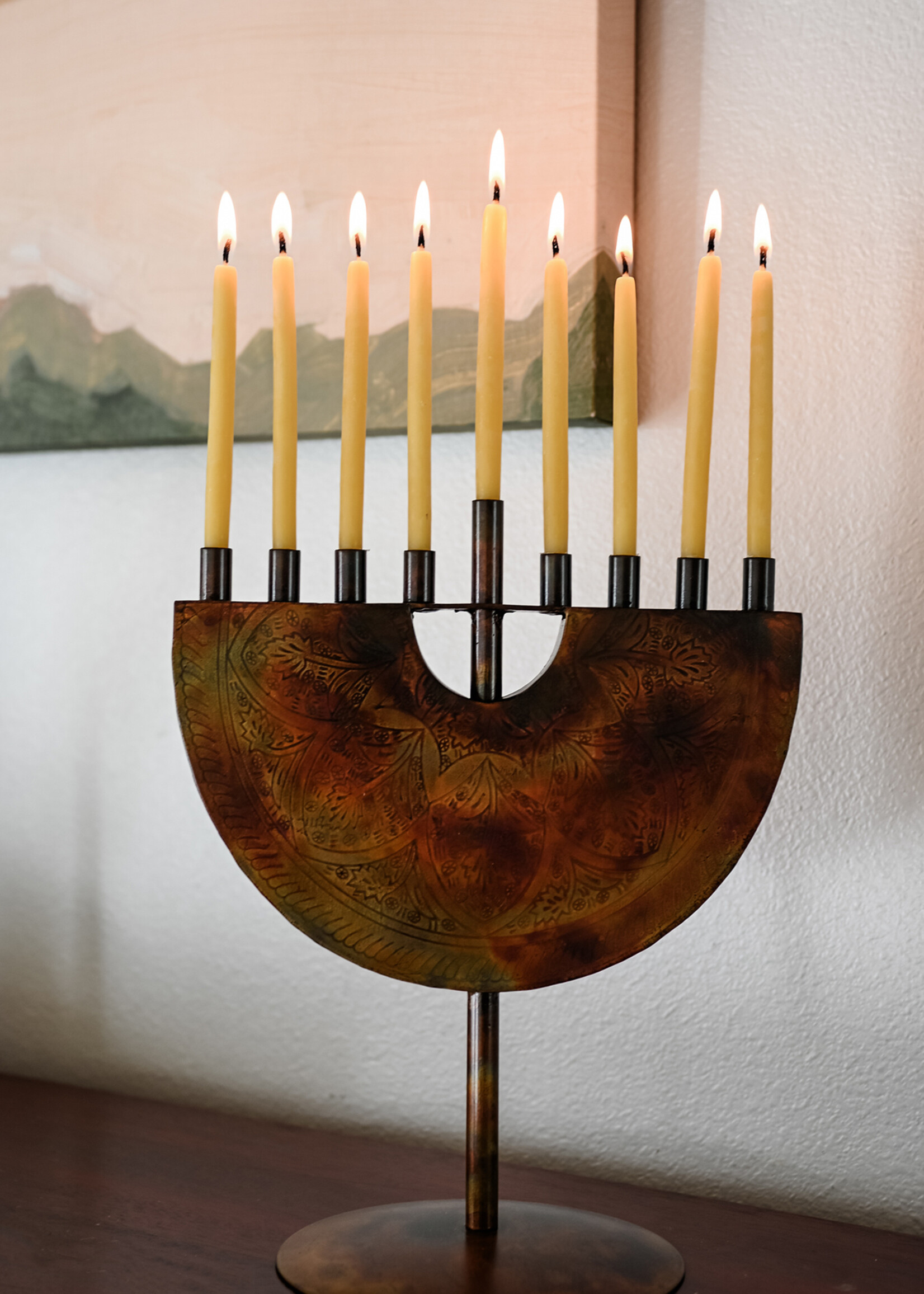 Ten Thousand Villages Engraved Iron Menorah