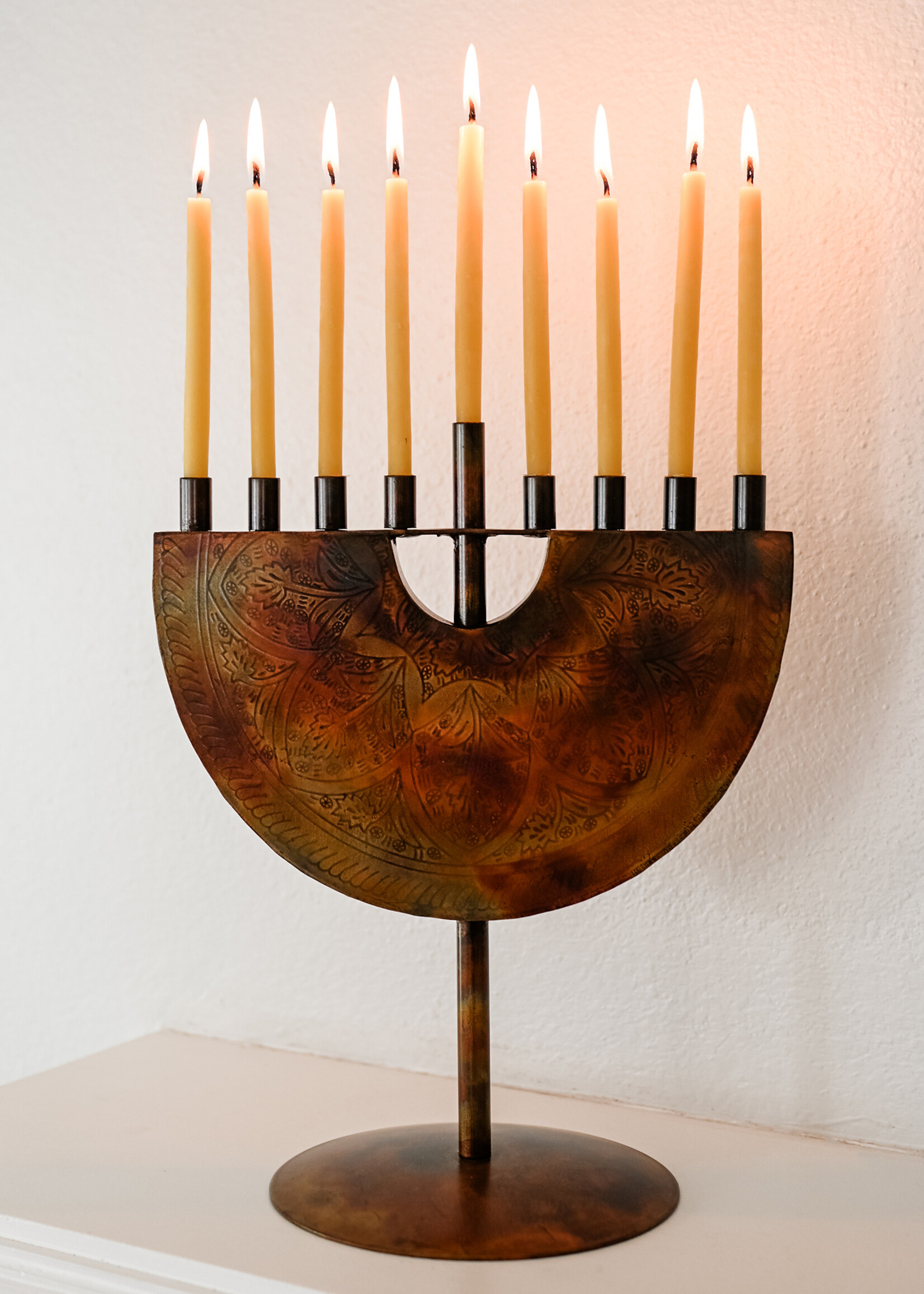 Ten Thousand Villages Engraved Iron Menorah