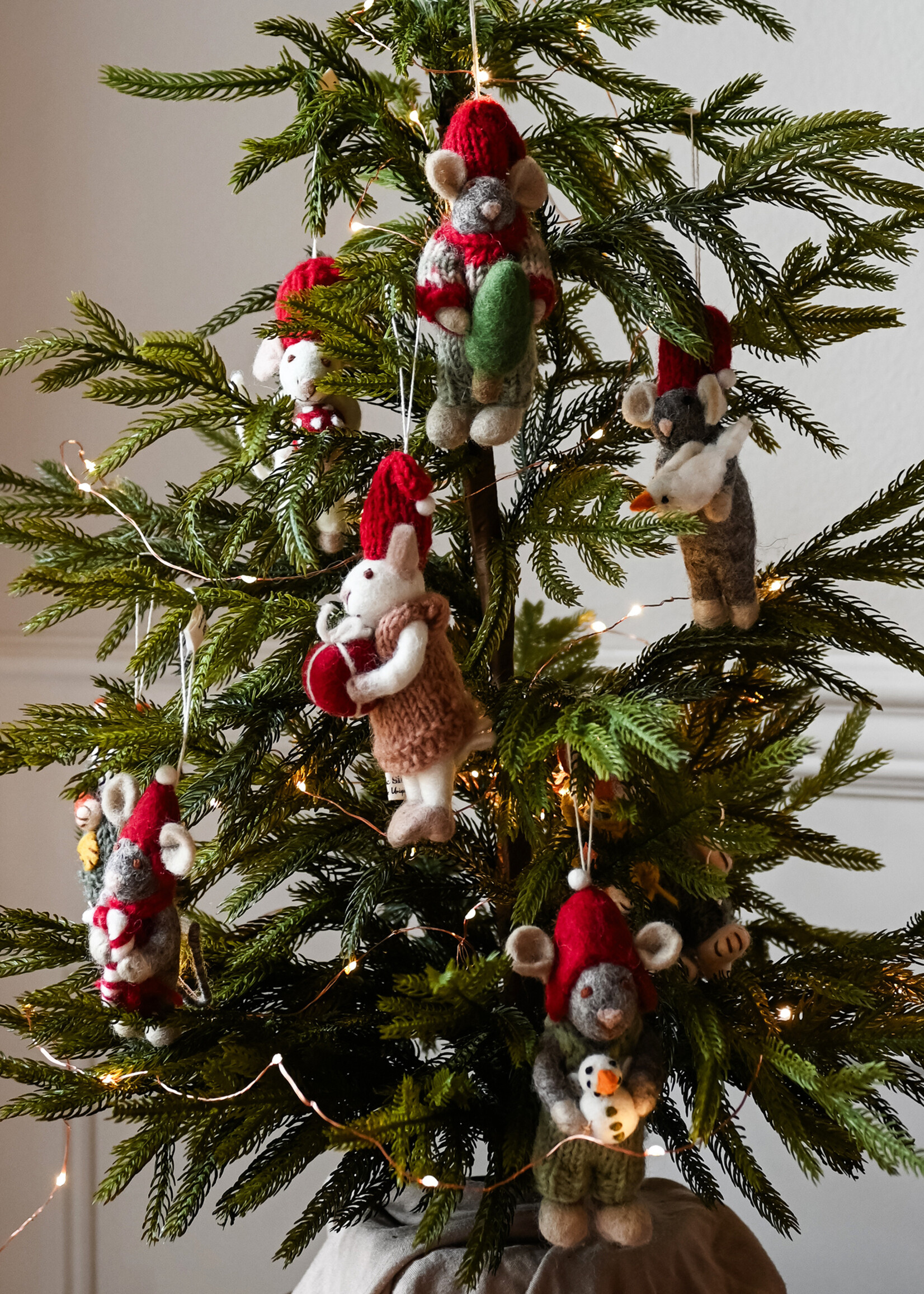 Gry and Sif Felt Grey Mouse Ornament - Tree