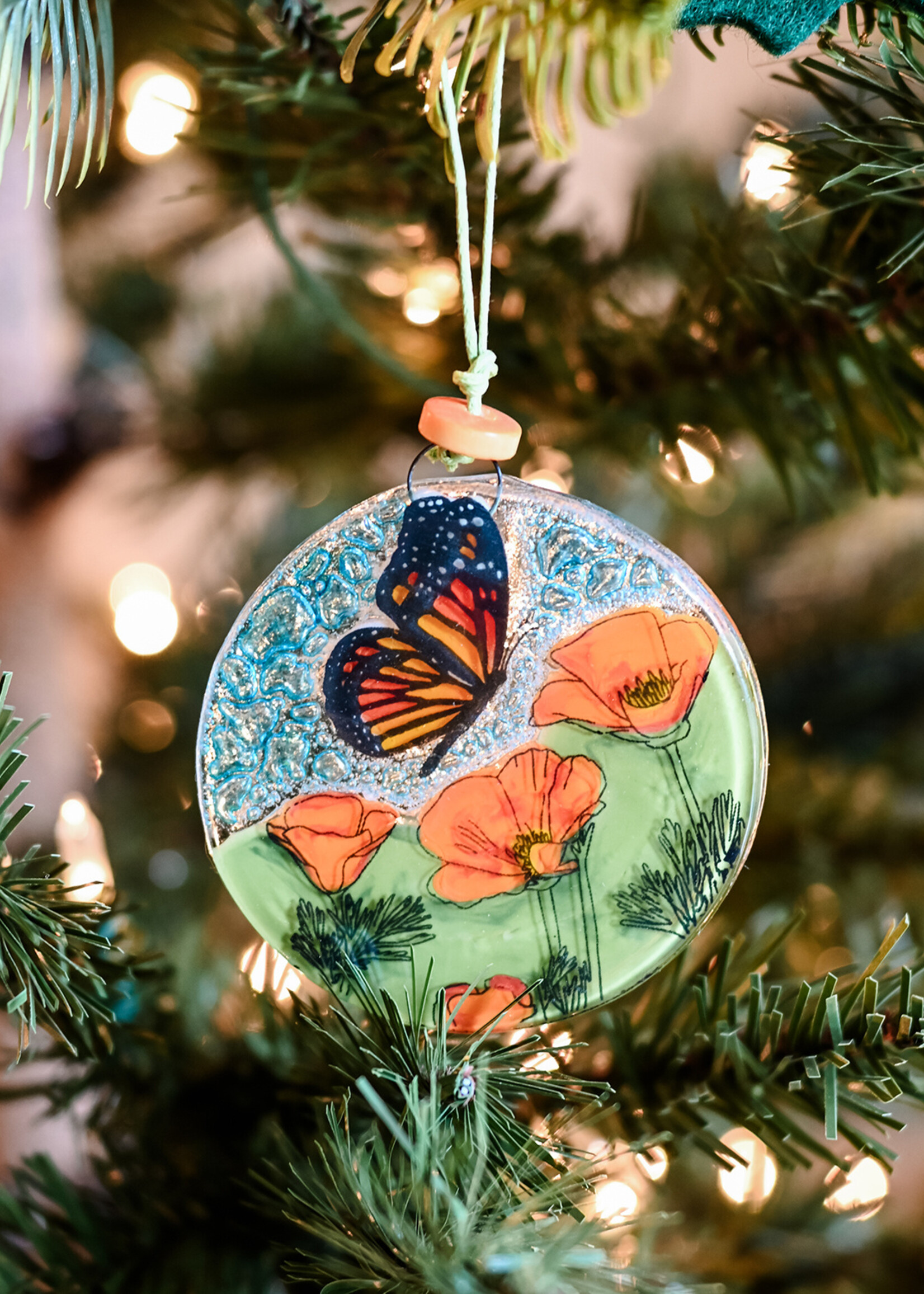 Pampeana Monarch Butterfly Glass Ornament