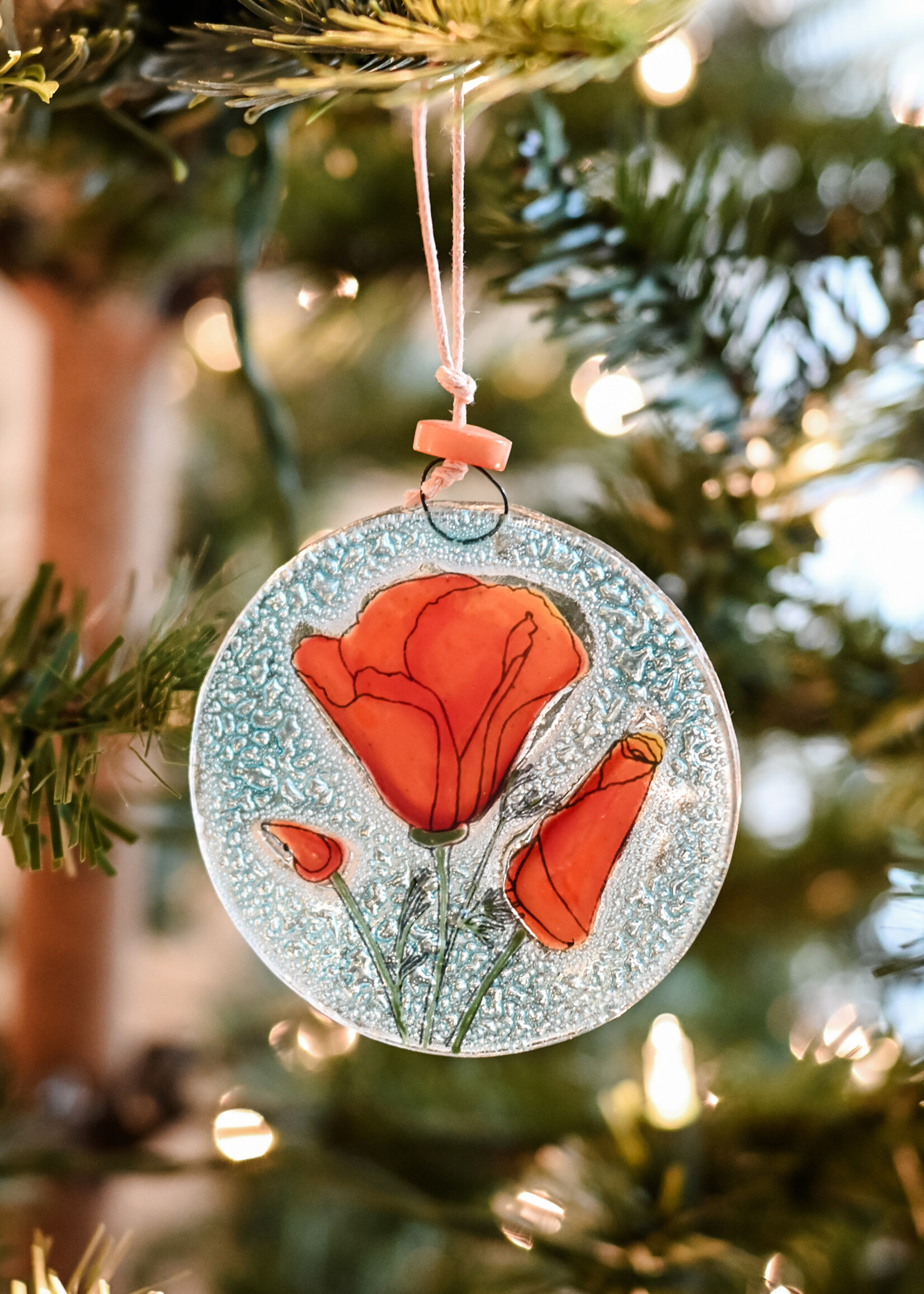 Pampeana Poppy Glass Ornament