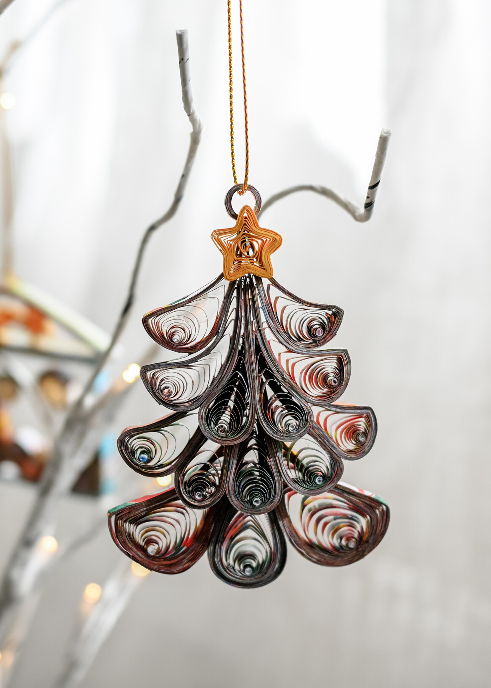 Ten Thousand Villages Quilled Fancy Tree Ornament