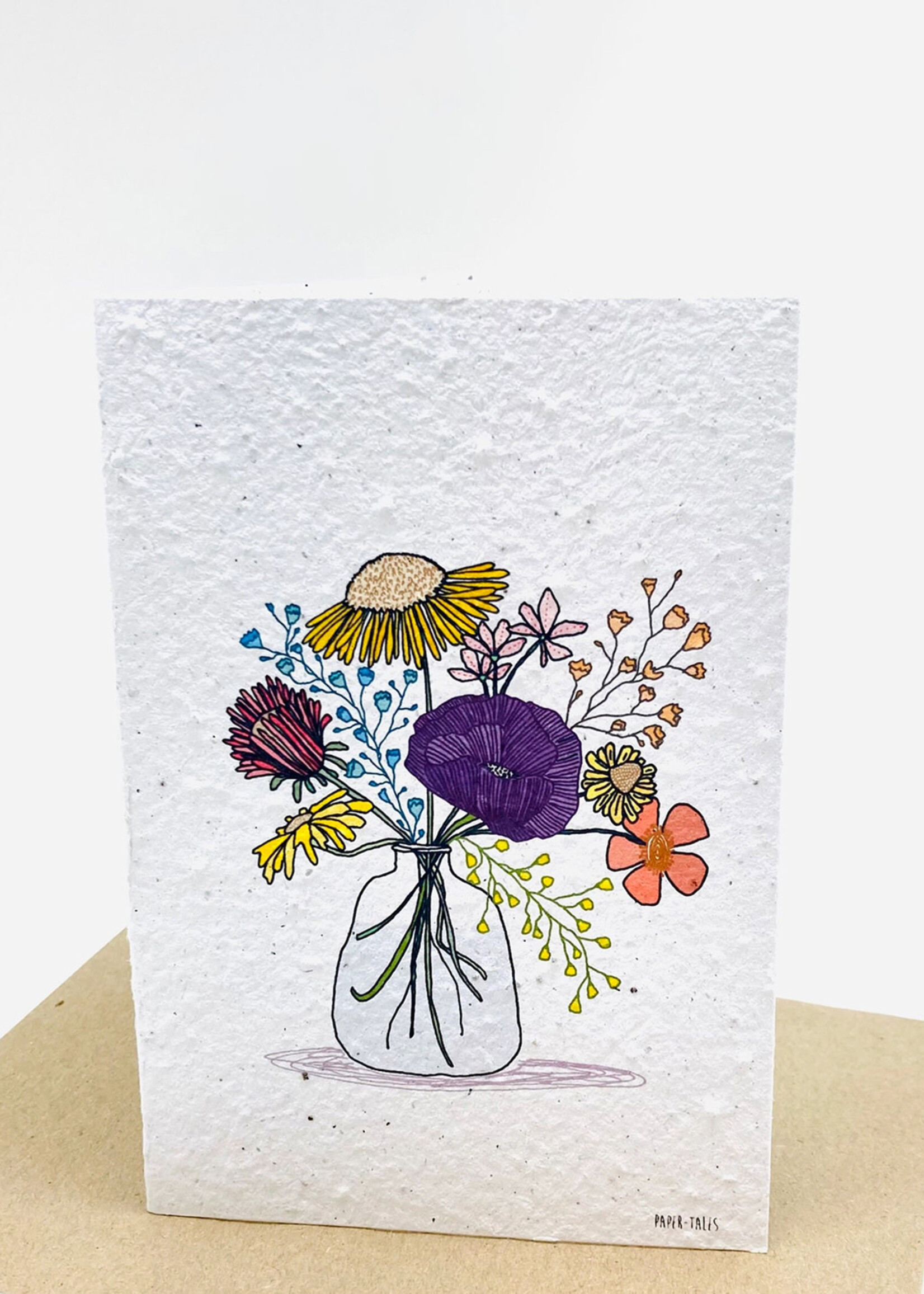 Growing Paper Flowers in Vase Plantable Card