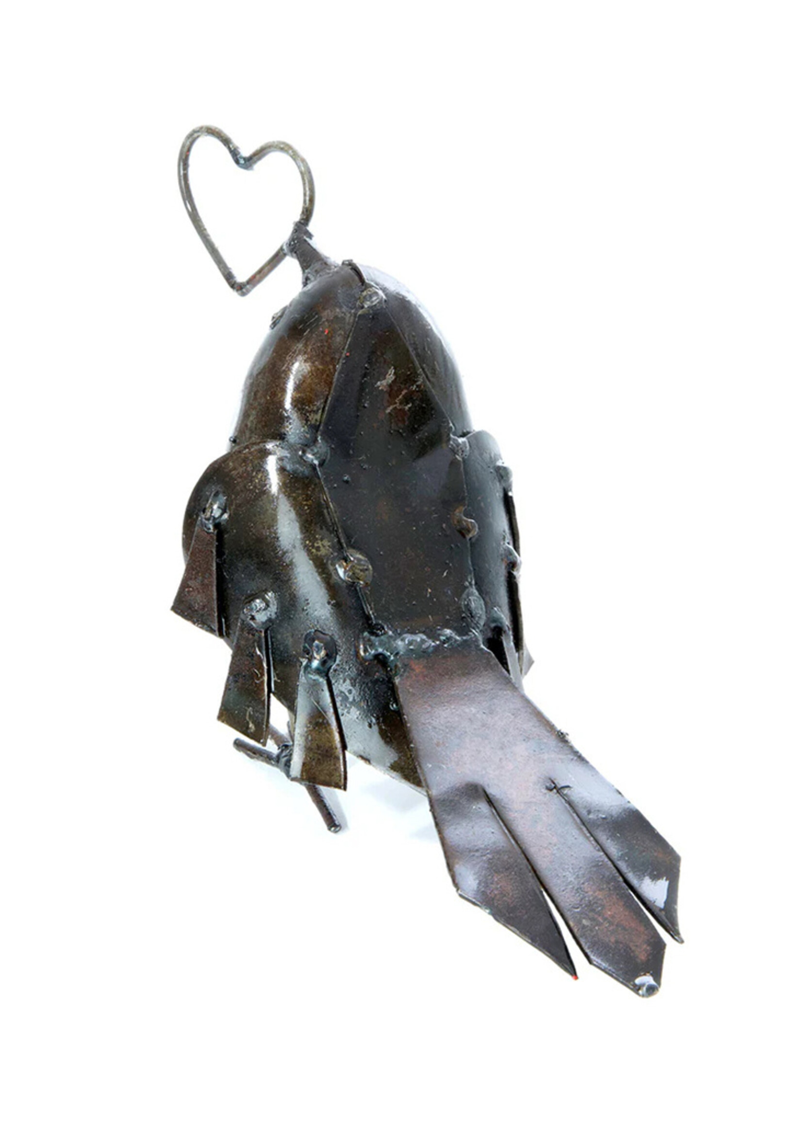 African Modern Open Heart Robin Bird Metal Sculpture