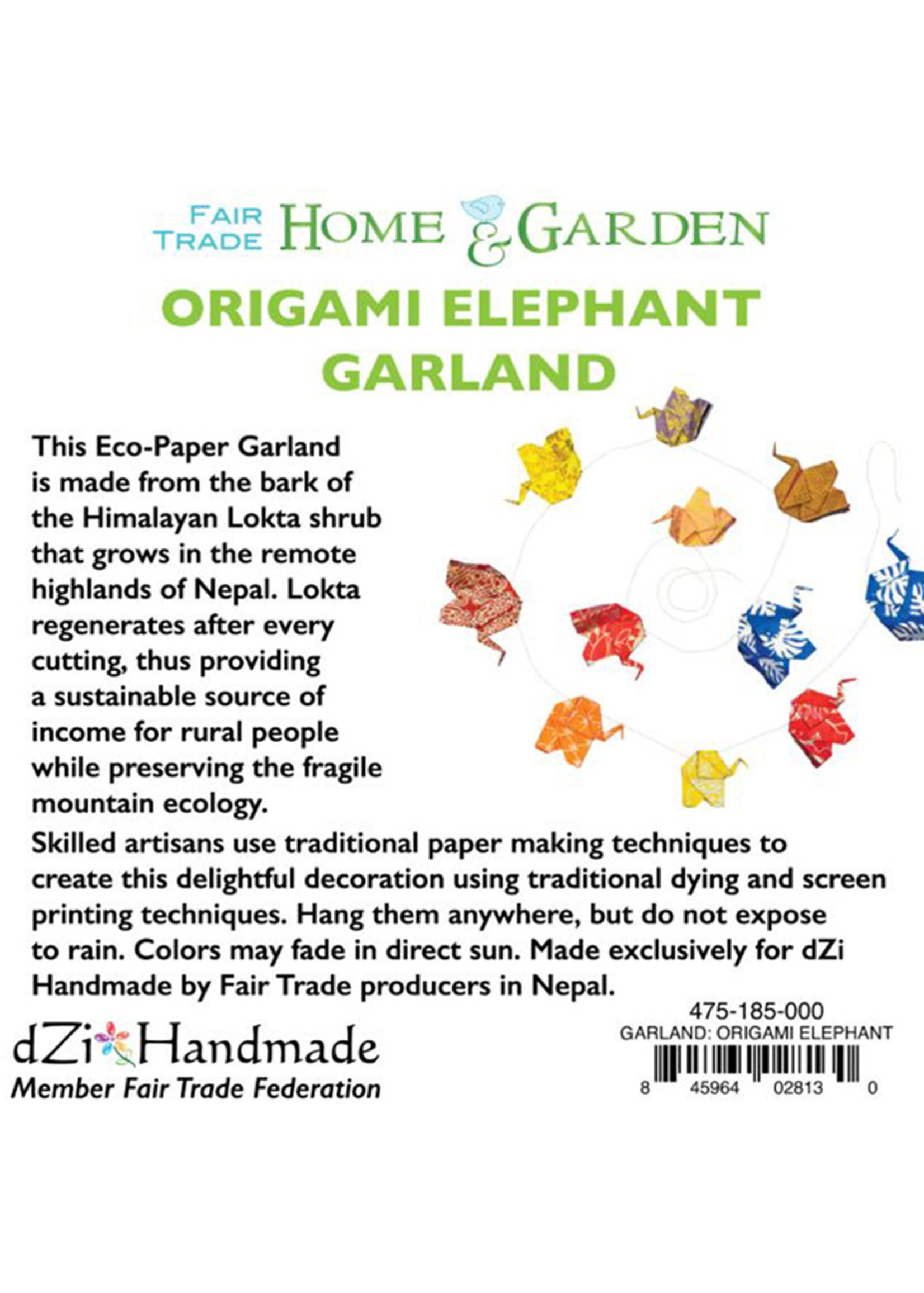 dZi Origami Elephant Paper Garland