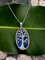 Women's Peace Collection Blue Abalone Tree of Life Necklace