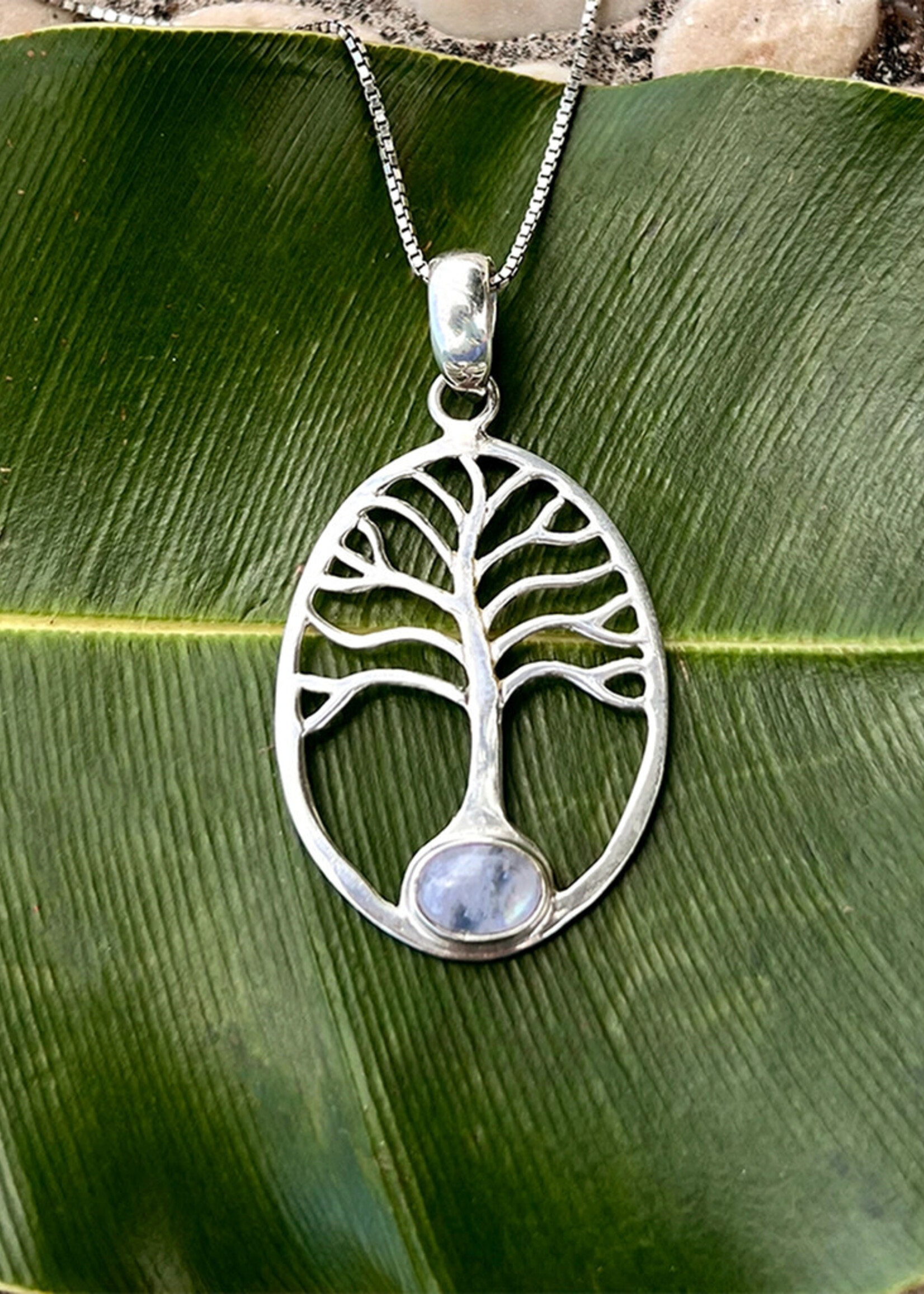 Women's Peace Collection Rainbow Moonstone Tree of Life Necklace