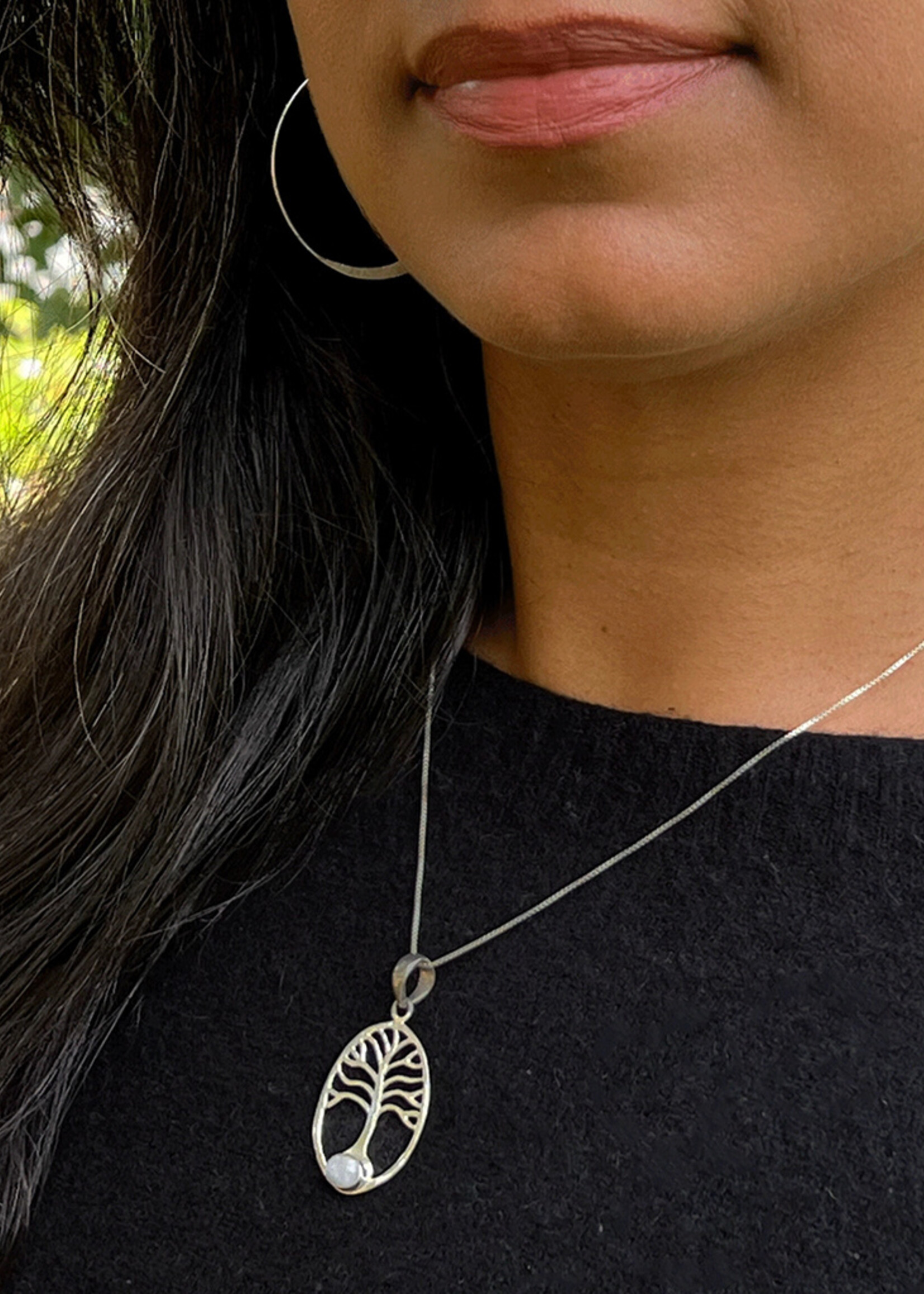 Women's Peace Collection Rainbow Moonstone Tree of Life Necklace