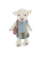 Gry and Sif Felt White Sheep Ornament -Light Blue Dress and Purse